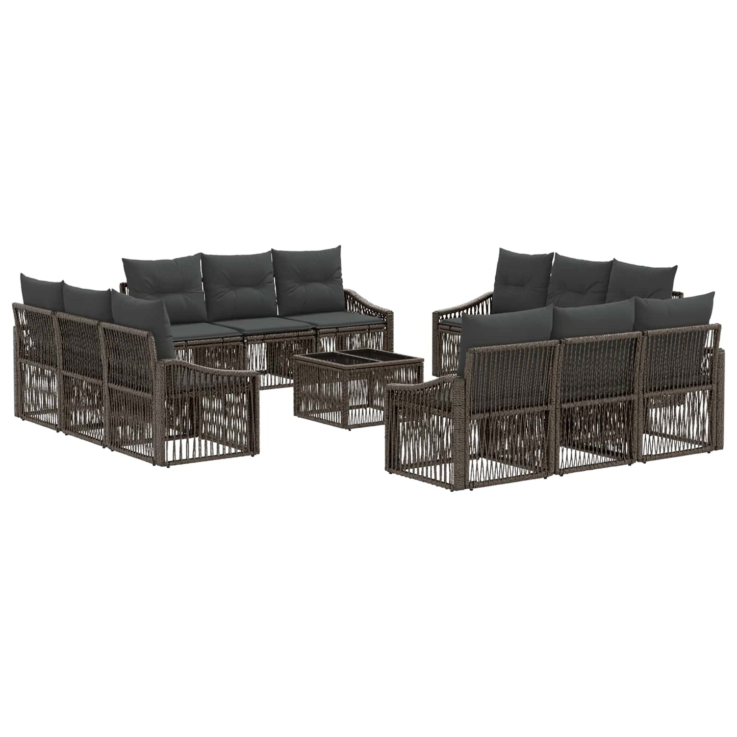 Kerti Kanapé Szett 13 pcs Szürke polirattan