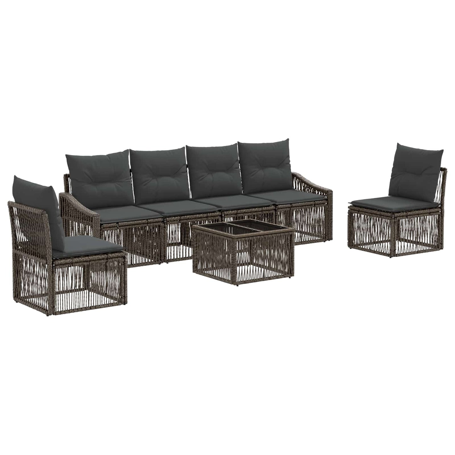 Kerti Kanapé Szett 7 pcs Szürke polirattan
