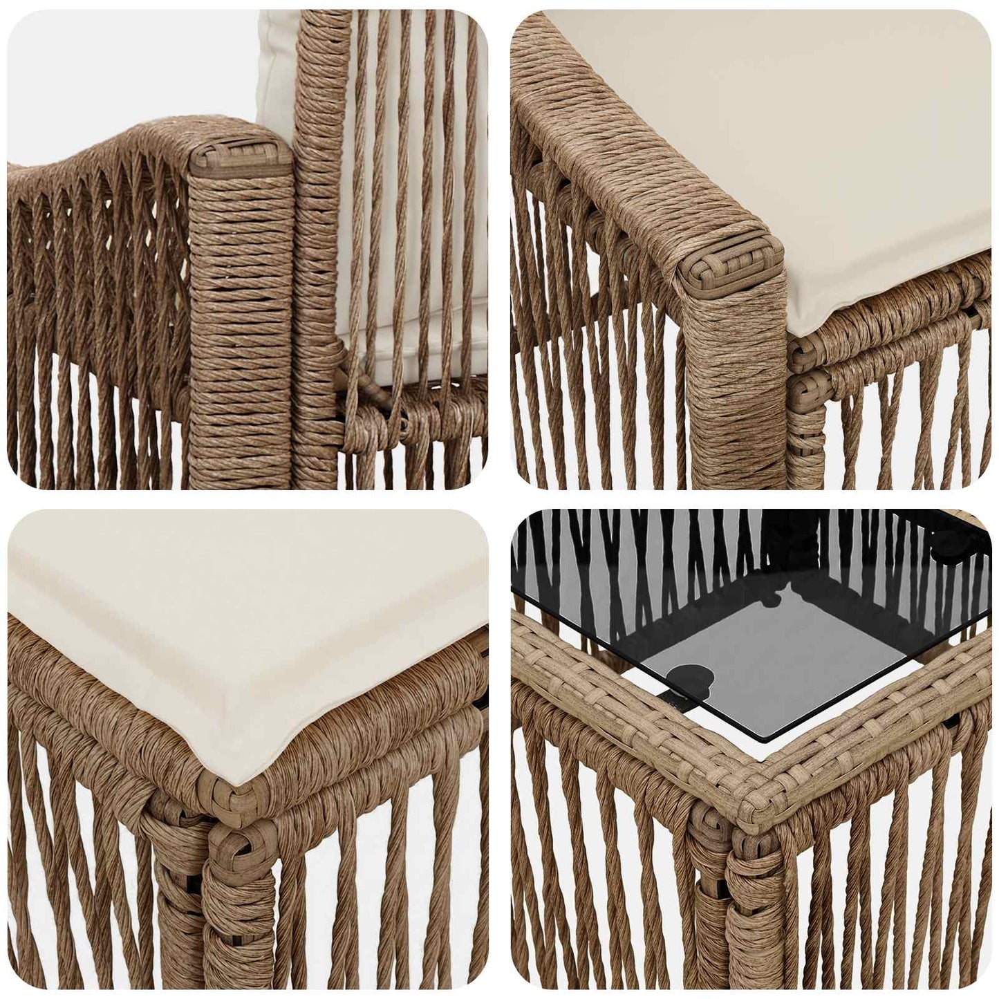Kerti Kanapé Szett 7 pcs Bézs polirattan