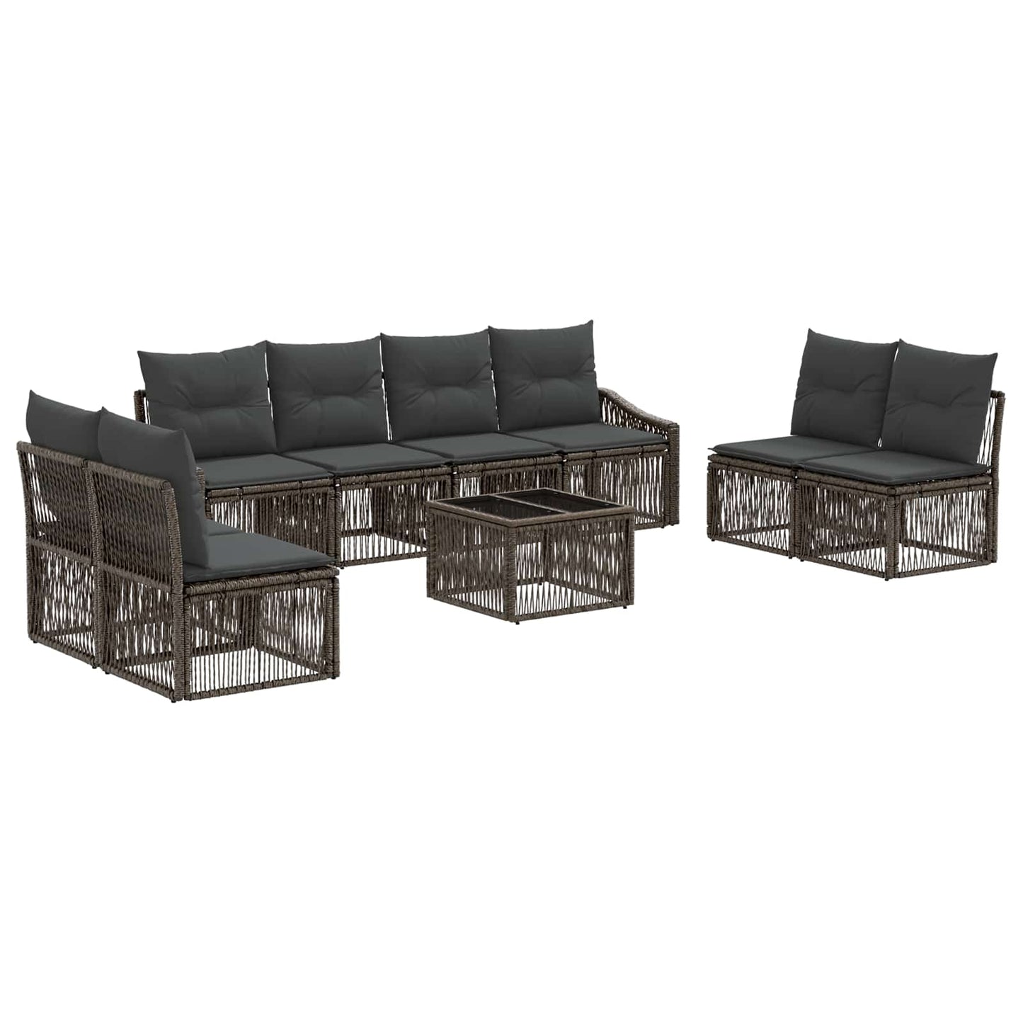 Kerti Kanapé Szett 9 pcs Szürke polirattan