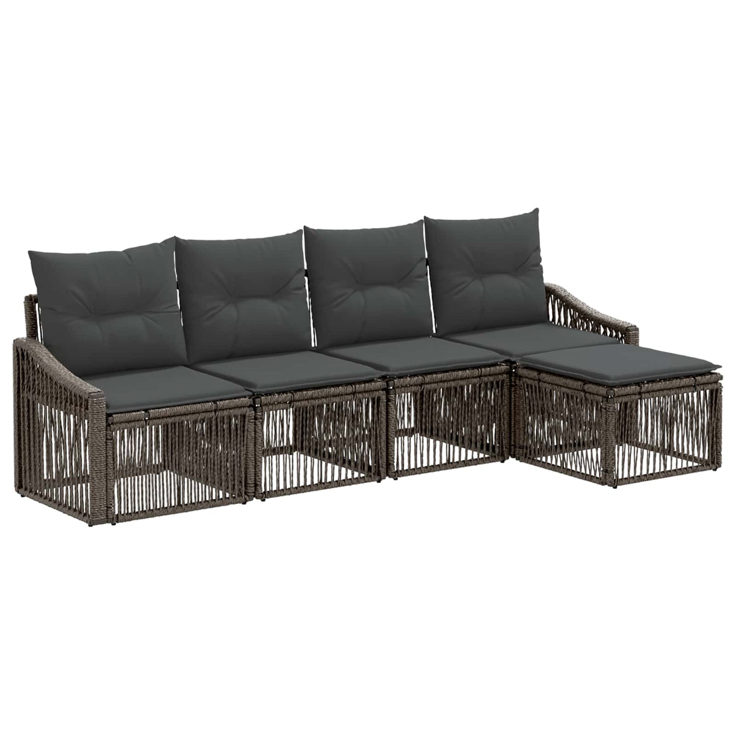 Kerti Kanapé Szett 5 pcs Szürke polirattan