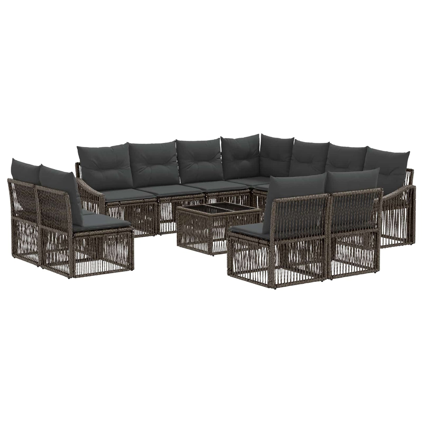 Kerti Kanapé Szett 12 pcs Szürke polirattan