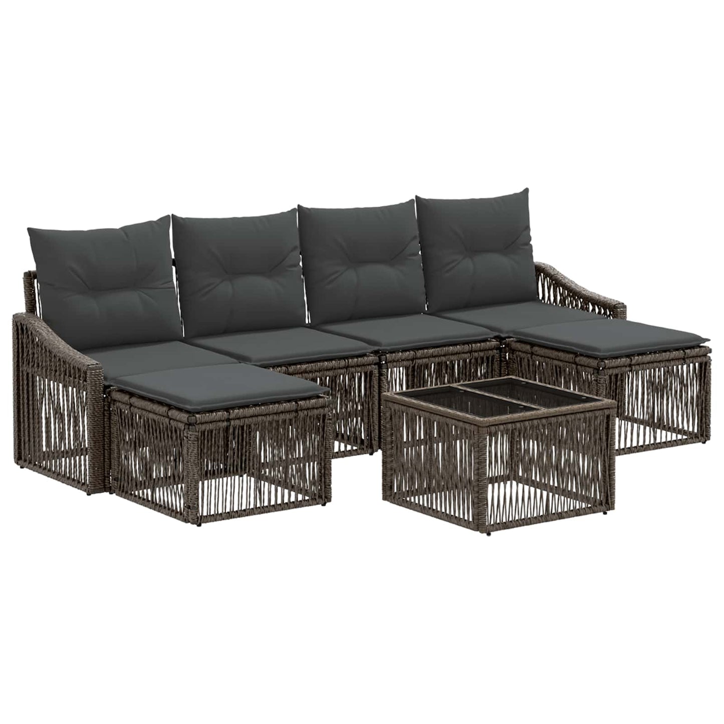 Kerti Kanapé Szett 7 pcs Szürke polirattan