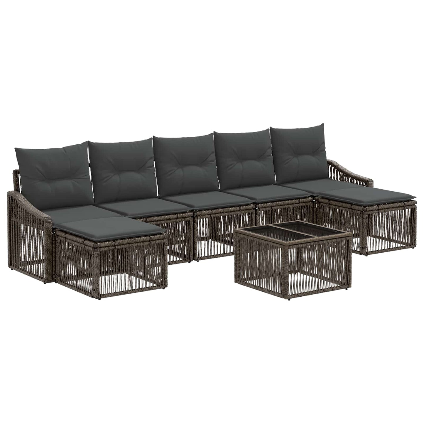 Kerti Kanapé Szett 8 pcs Szürke polirattan
