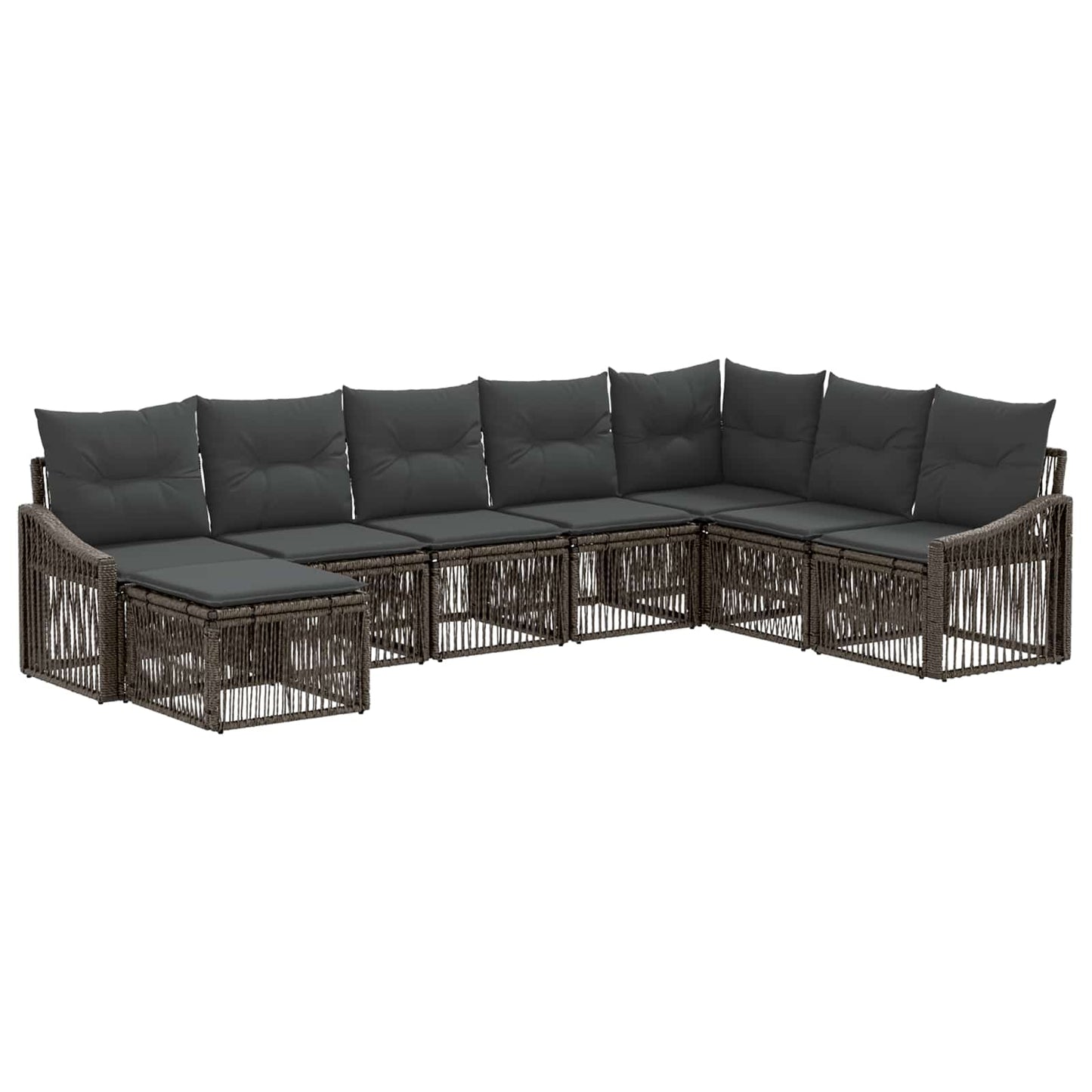 Kerti Kanapé Szett 8 pcs Szürke polirattan