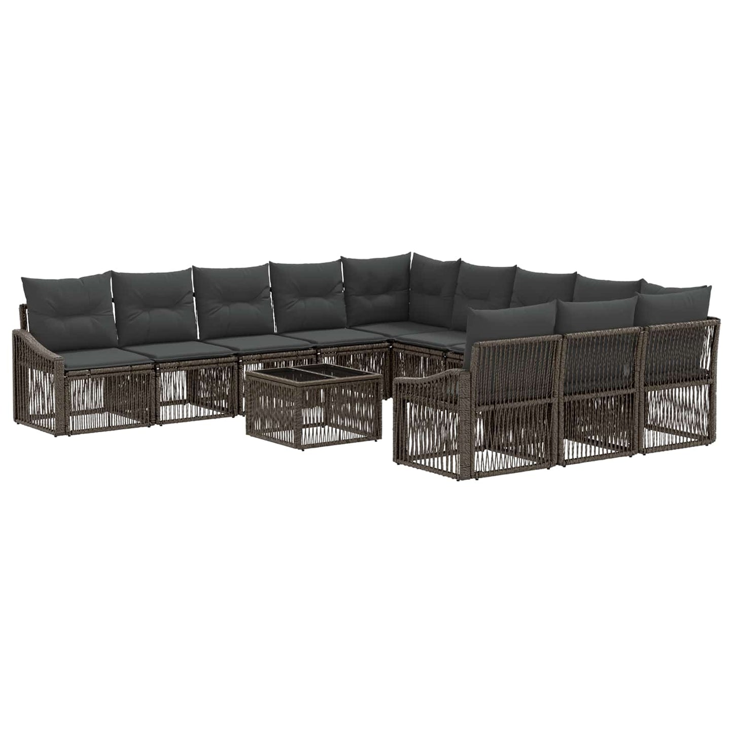 Kerti Kanapé Szett 12 pcs Szürke polirattan