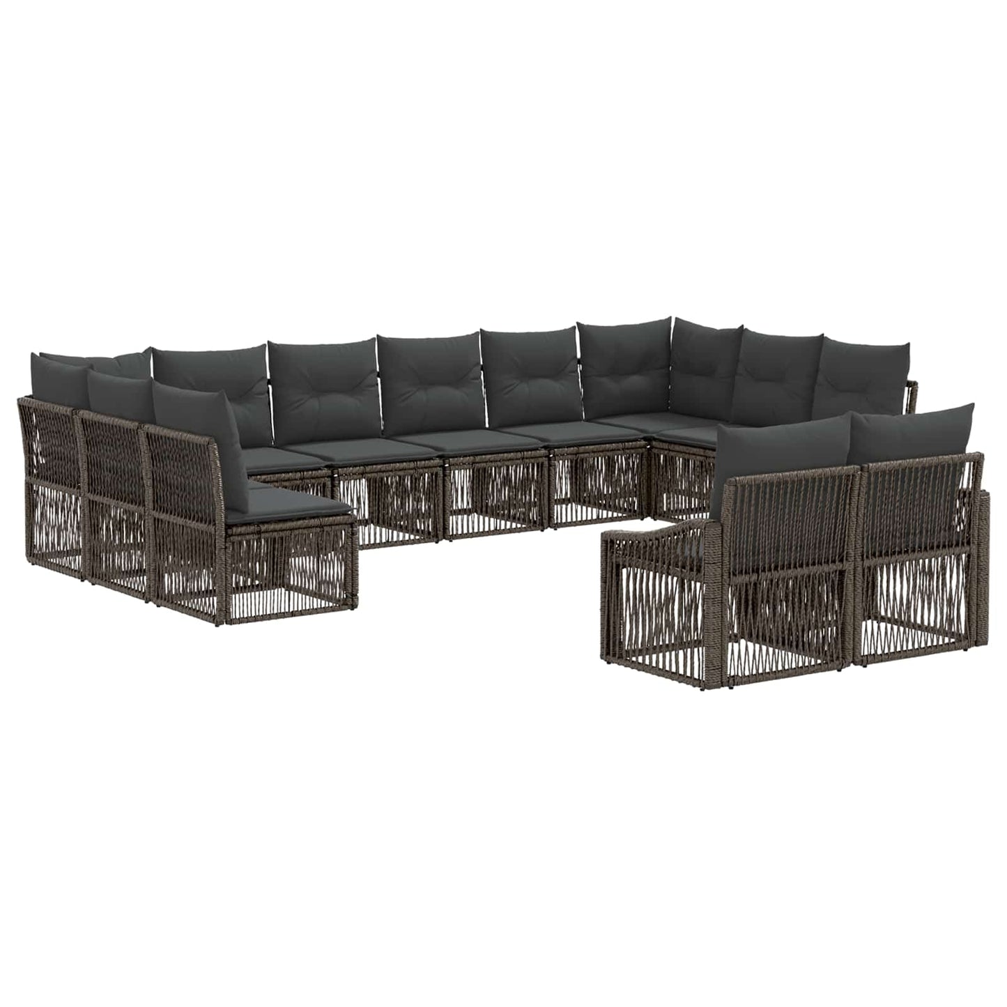 Kerti Kanapé Szett 12 pcs Szürke polirattan