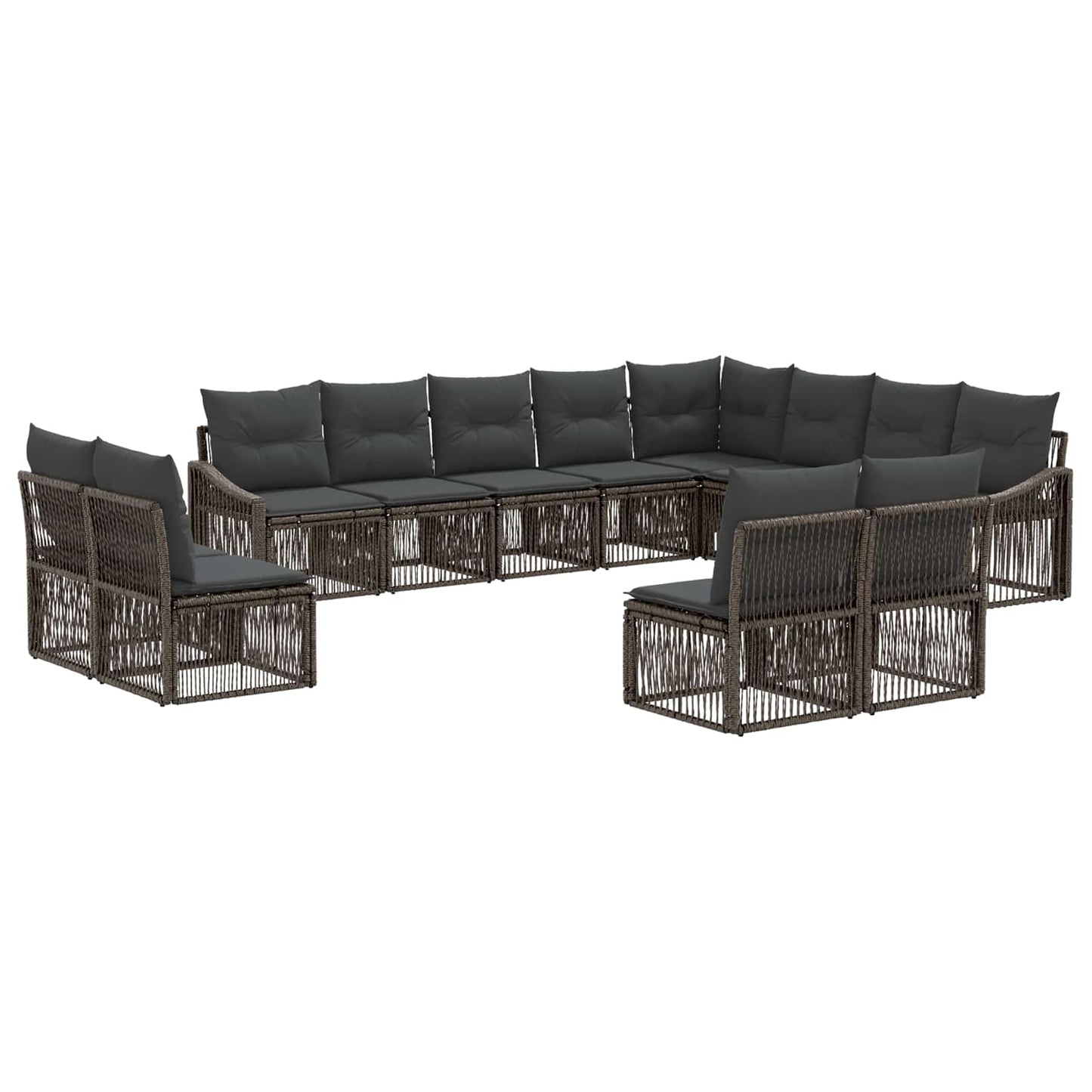 Kerti Kanapé Szett 12 pcs Szürke polirattan