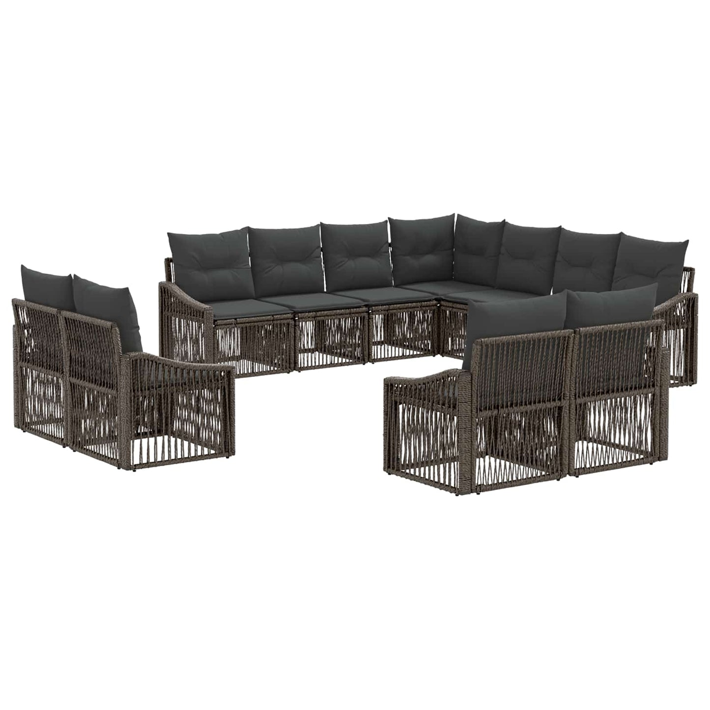 Kerti Kanapé Szett 11 pcs Szürke polirattan