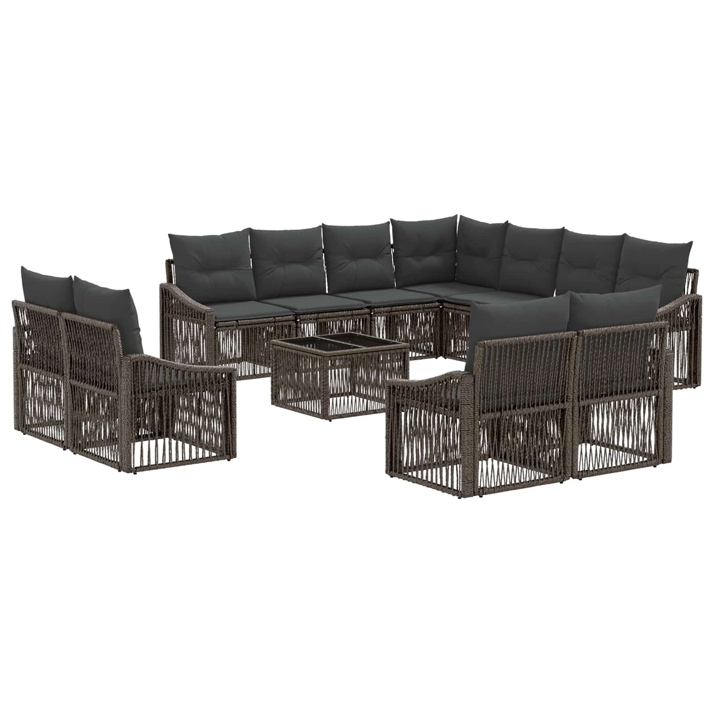 Kerti Kanapé Szett 12 pcs Szürke polirattan