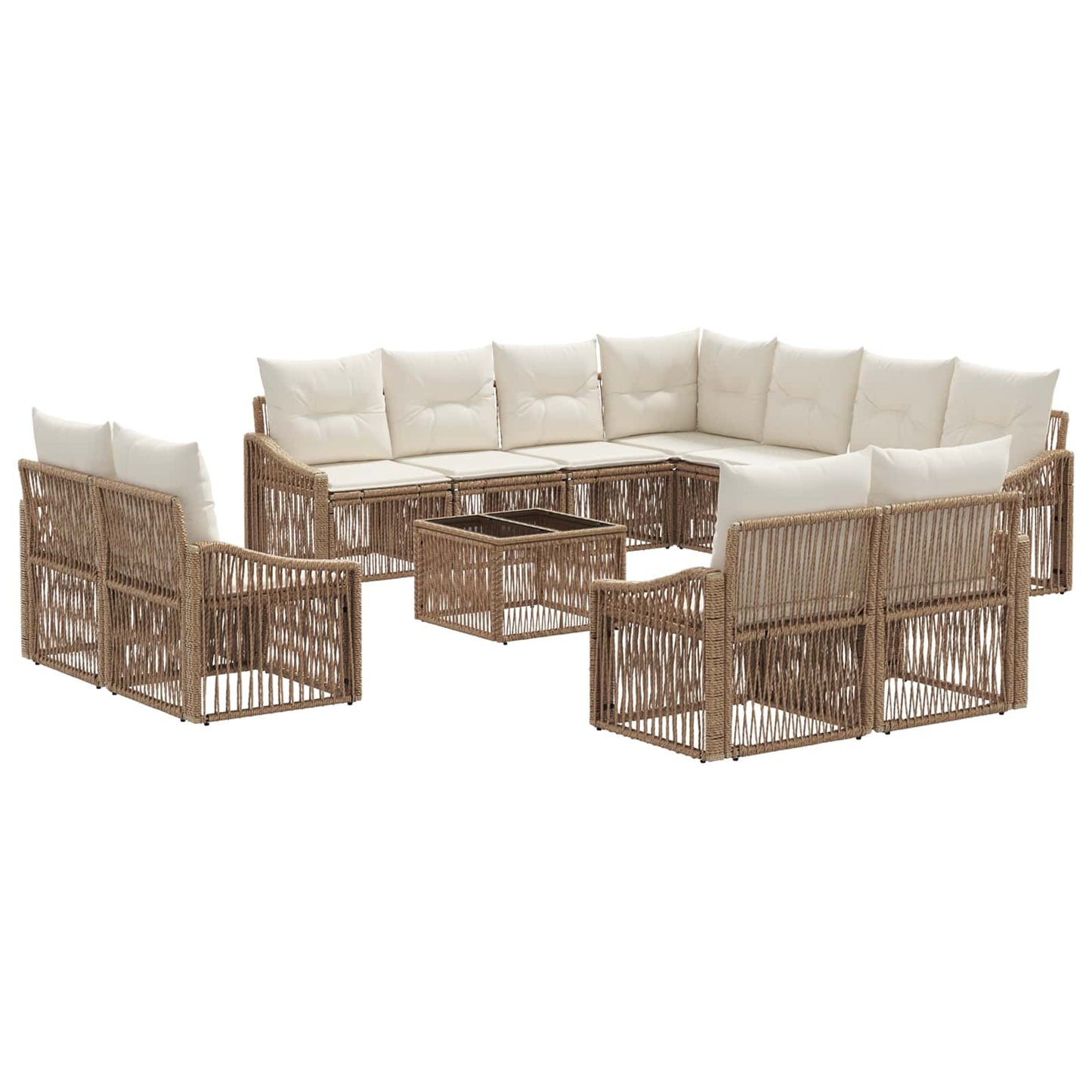 Kerti Kanapé Szett 12 pcs Bézs polirattan
