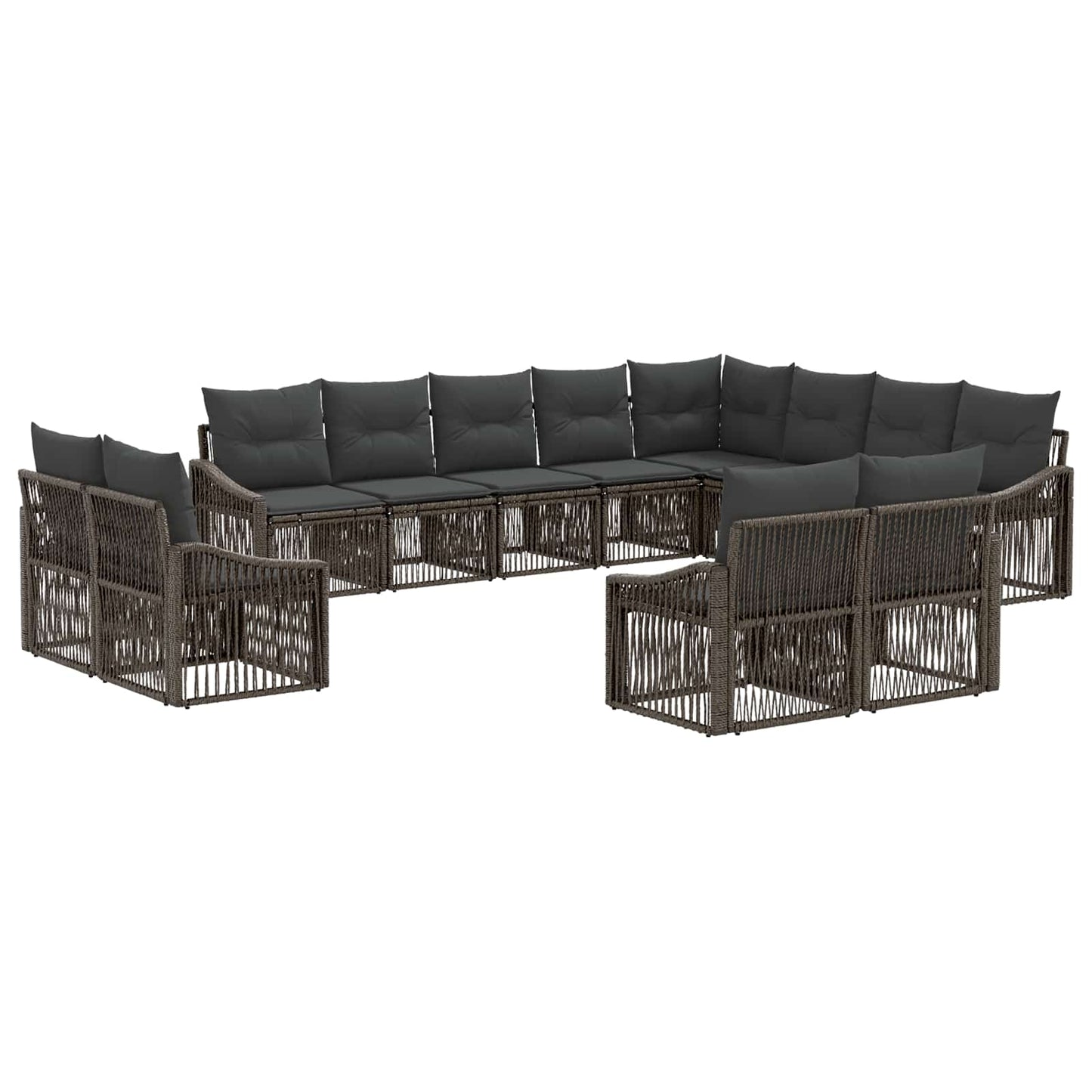 Kerti Kanapé Szett 12 pcs Szürke polirattan