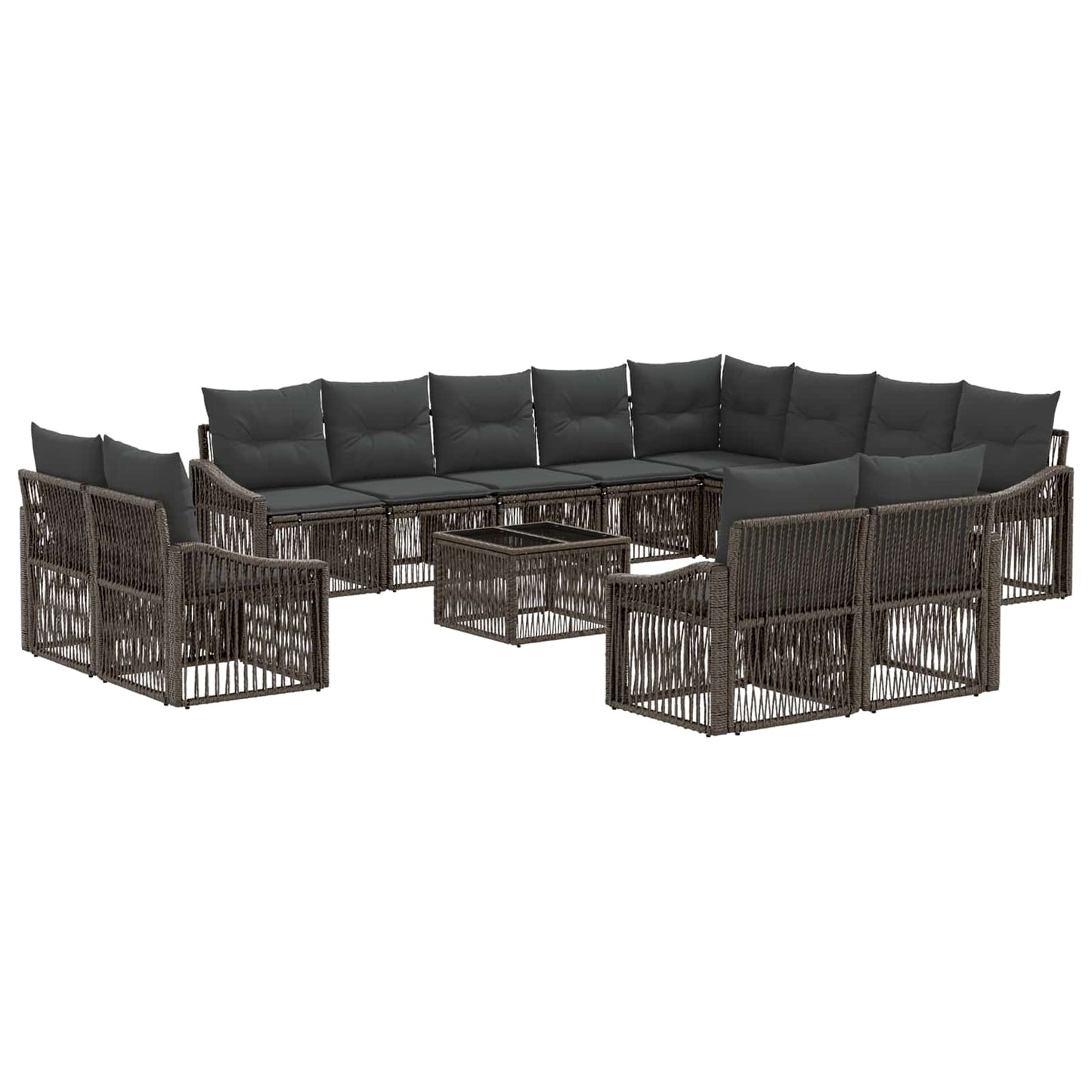 Kerti Kanapé Szett 13 pcs Szürke polirattan
