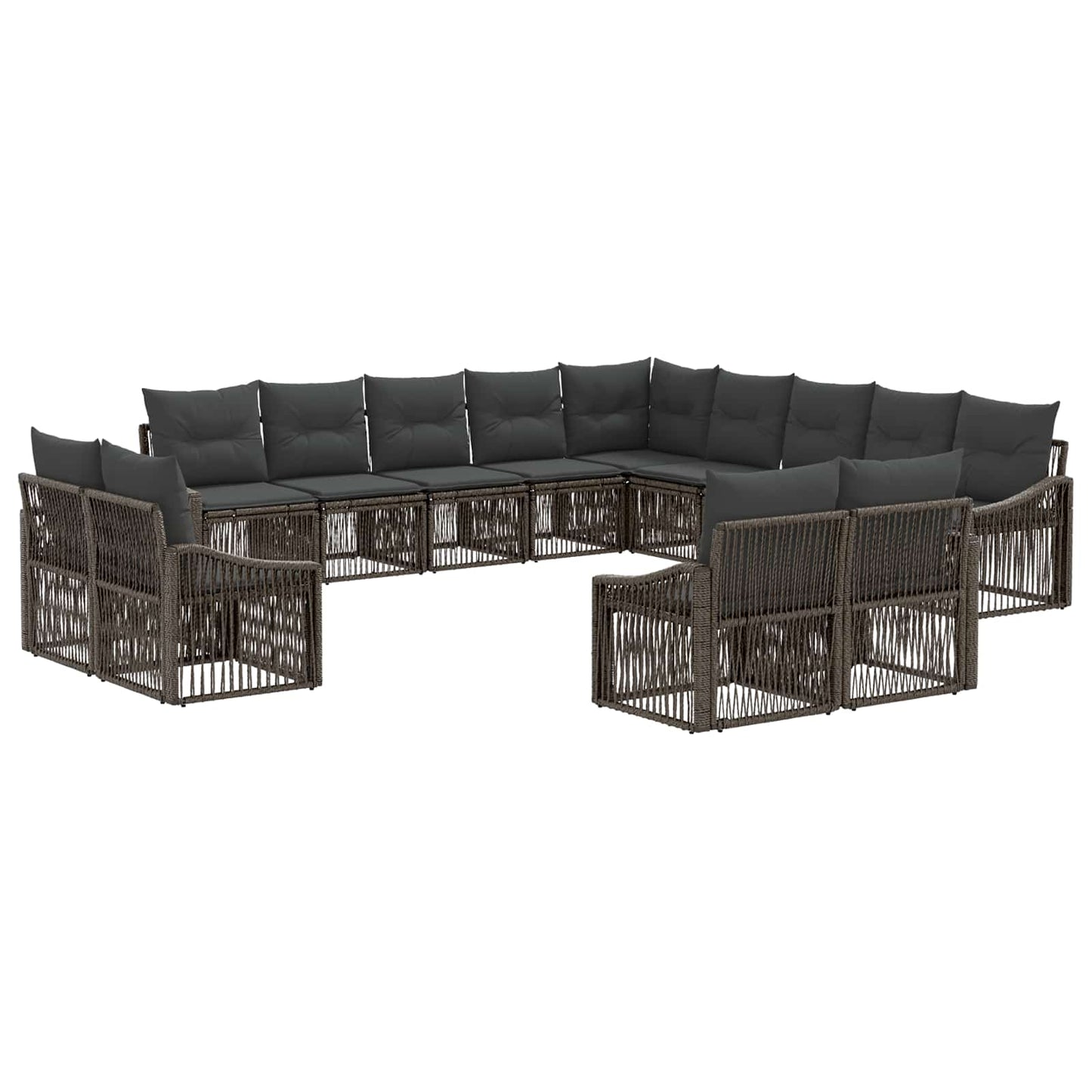 Kerti Kanapé Szett 13 pcs Szürke polirattan