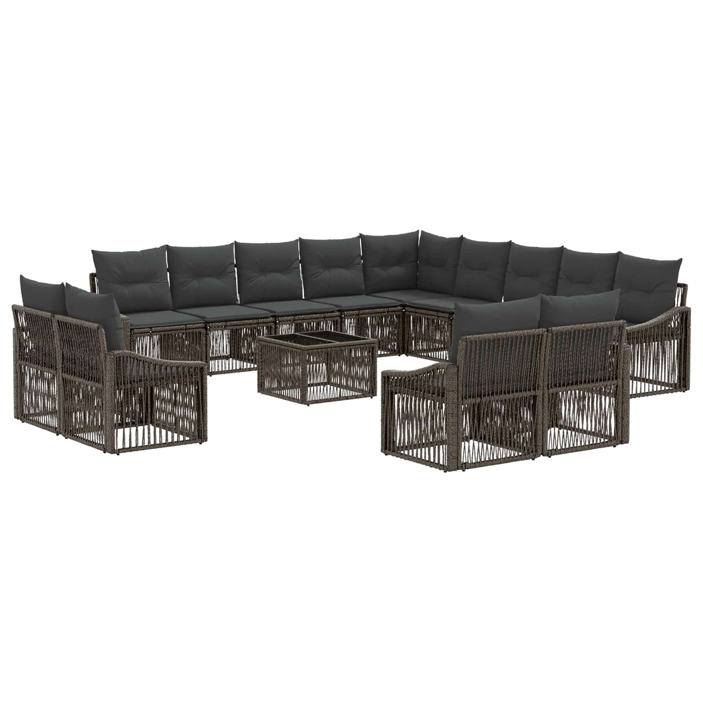 Kerti Kanapé Szett 14 pcs Szürke polirattan
