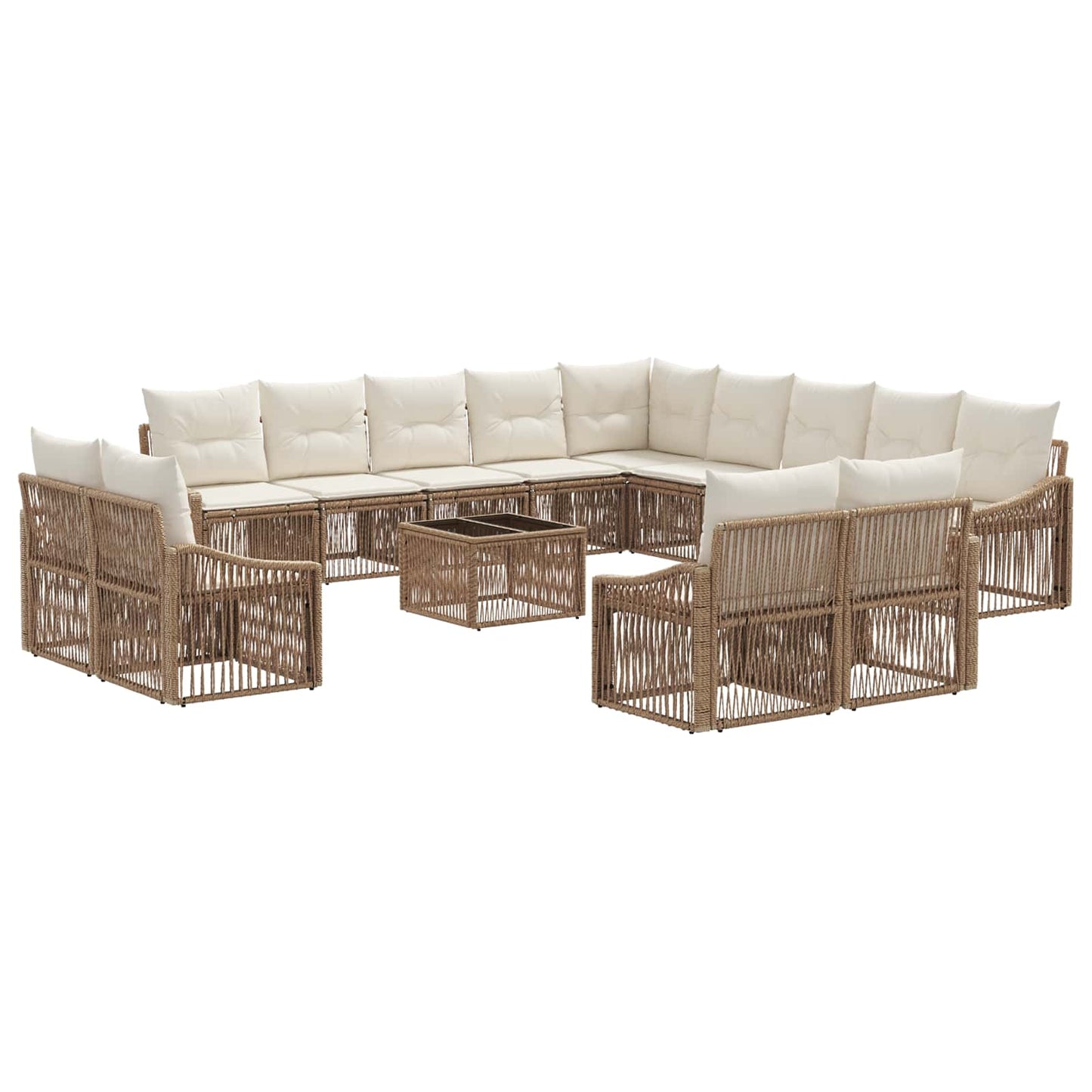 Kerti Kanapé Szett 14 pcs Bézs polirattan