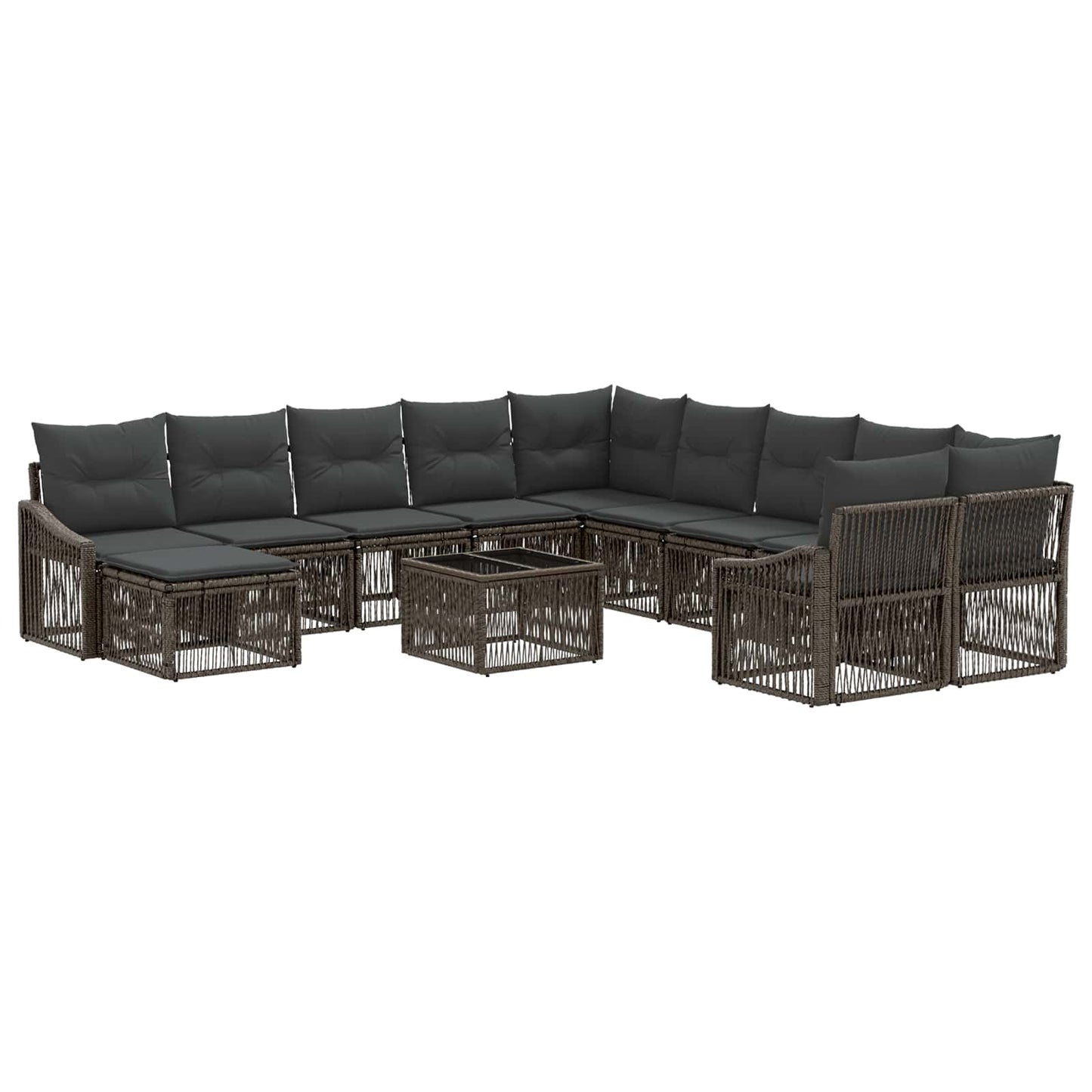 Kerti Kanapé Szett 12 pcs Szürke polirattan