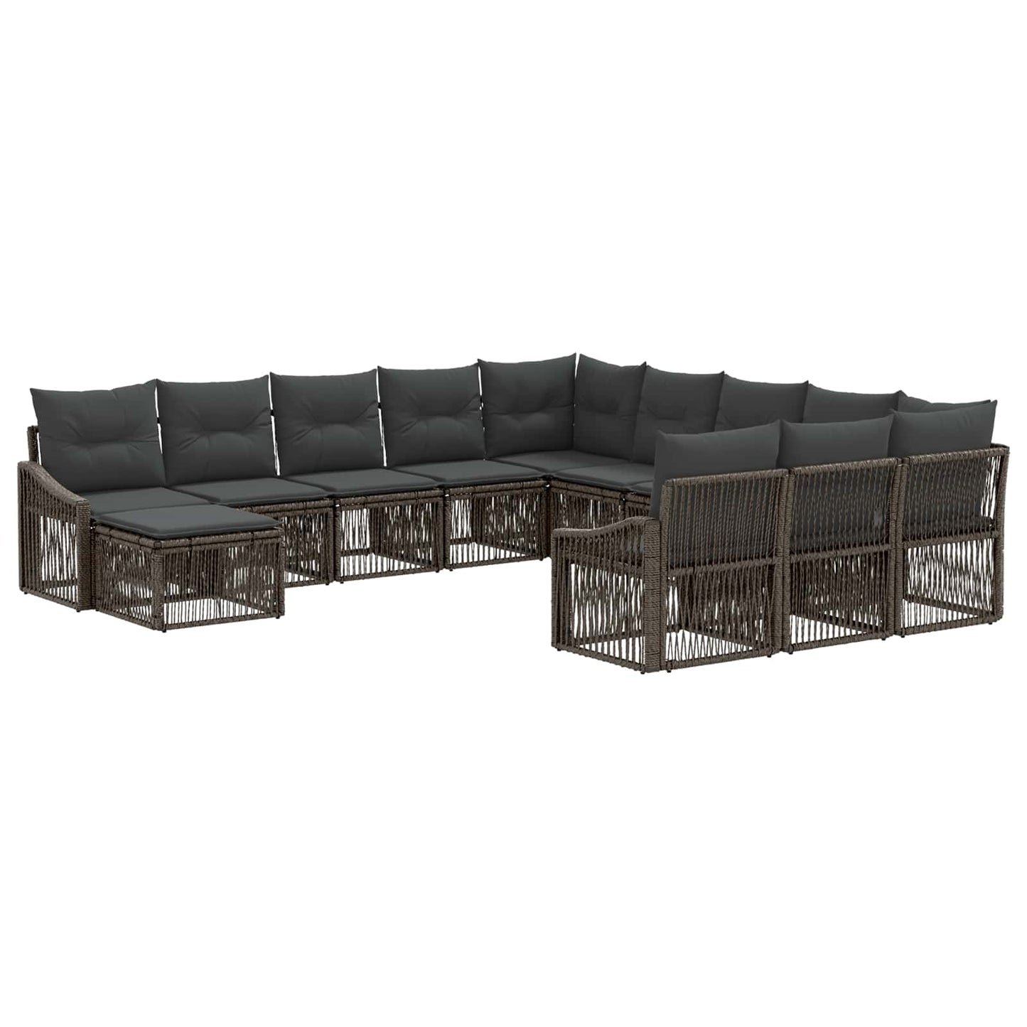 Kerti Kanapé Szett 12 pcs Szürke polirattan