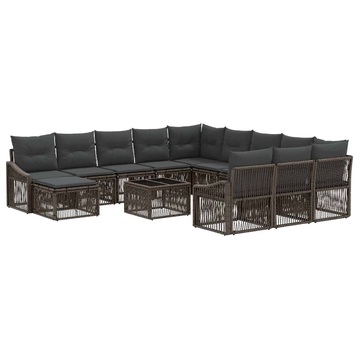 Kerti Kanapé Szett 13 pcs Szürke polirattan