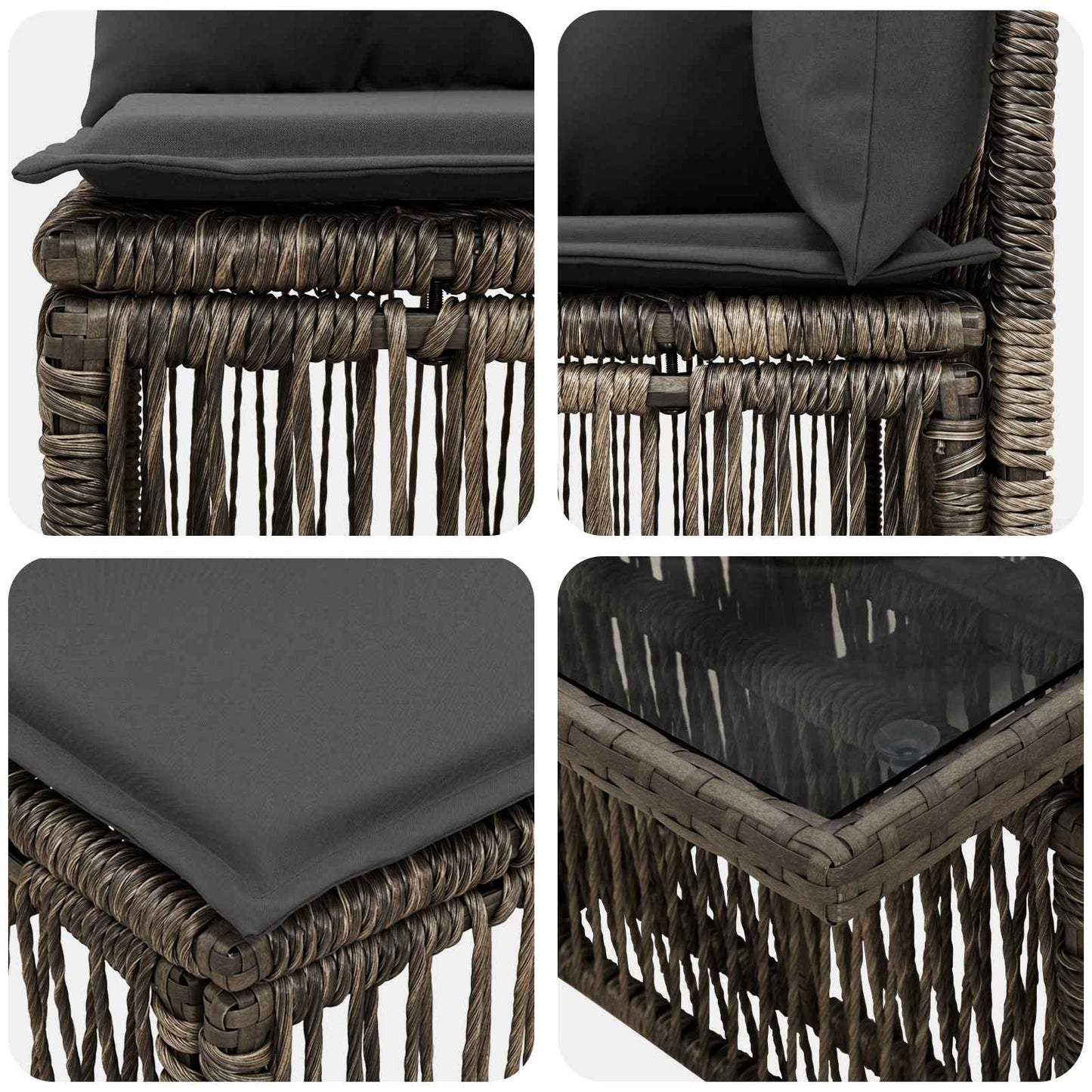 Kerti Kanapé Szett 13 pcs Szürke polirattan