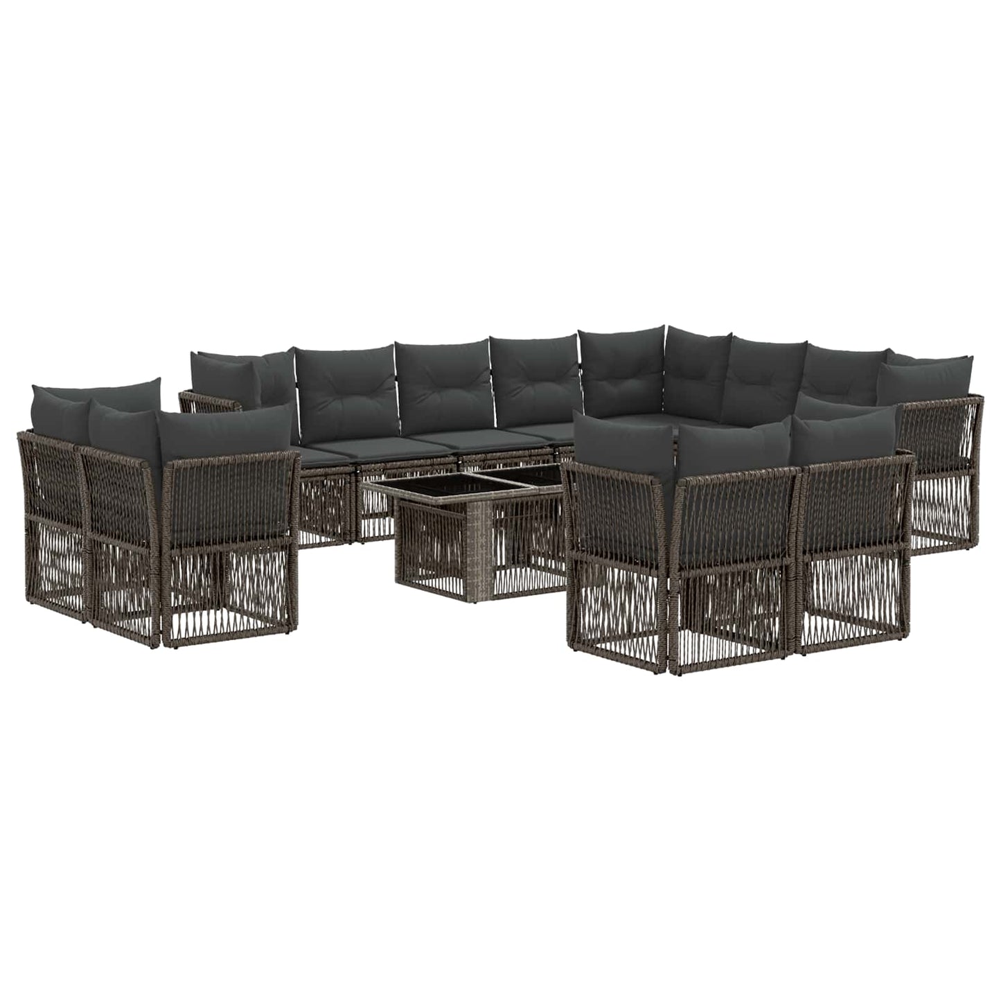 Kerti Kanapé Szett 13 pcs Szürke polirattan