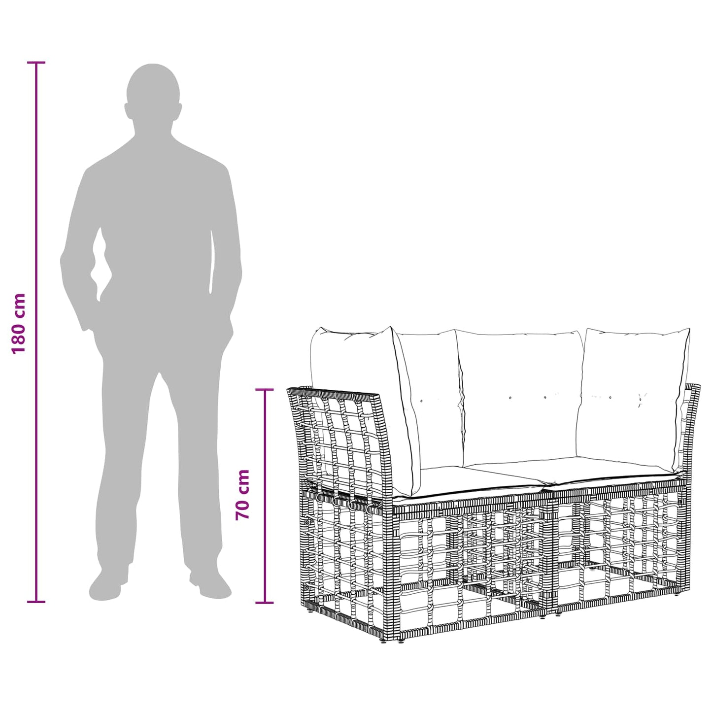 Kültéri kanapé szett párnával 6 pcs Fekete Poliészter