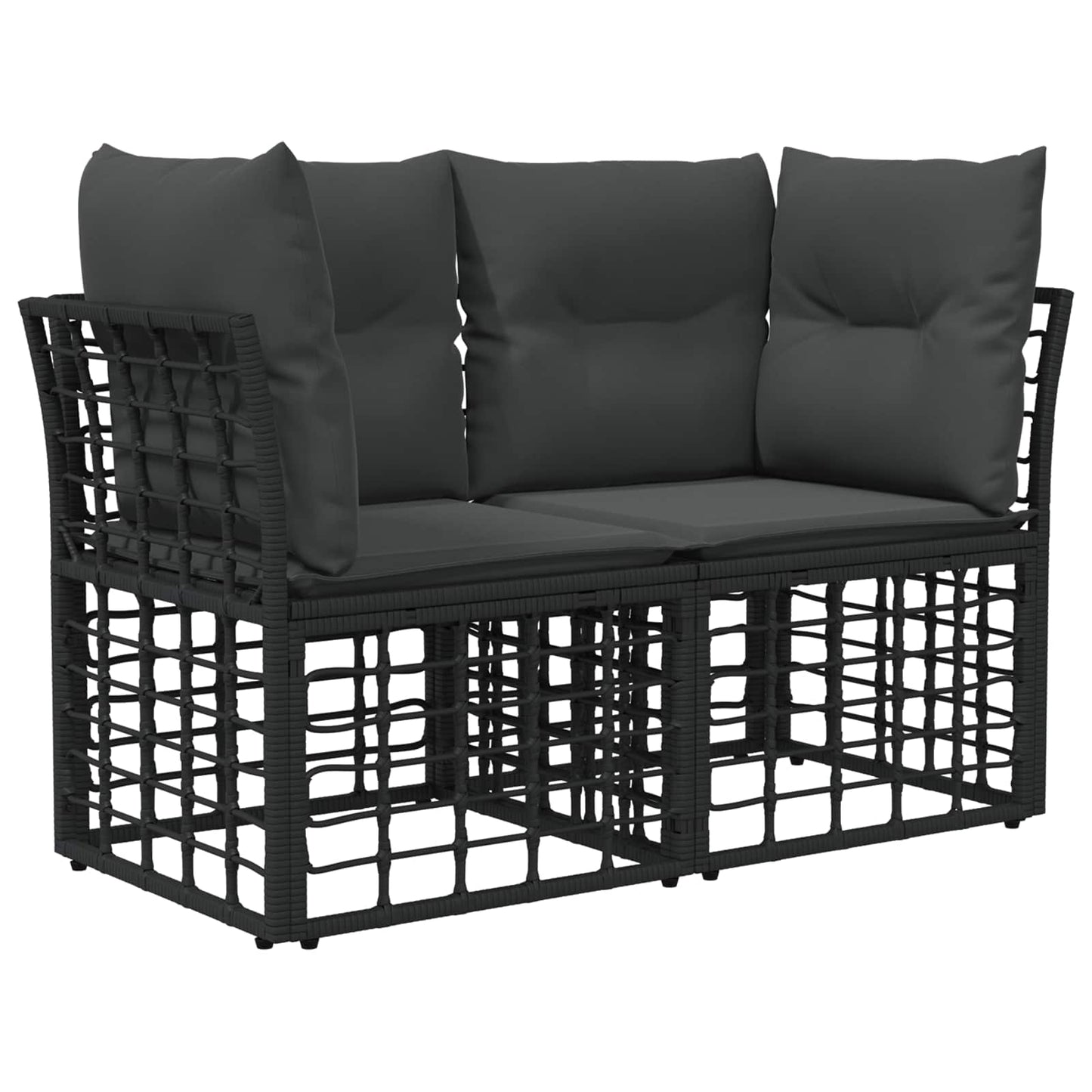 Kültéri kanapé szett Fekete és Sötétszürke Poliészter