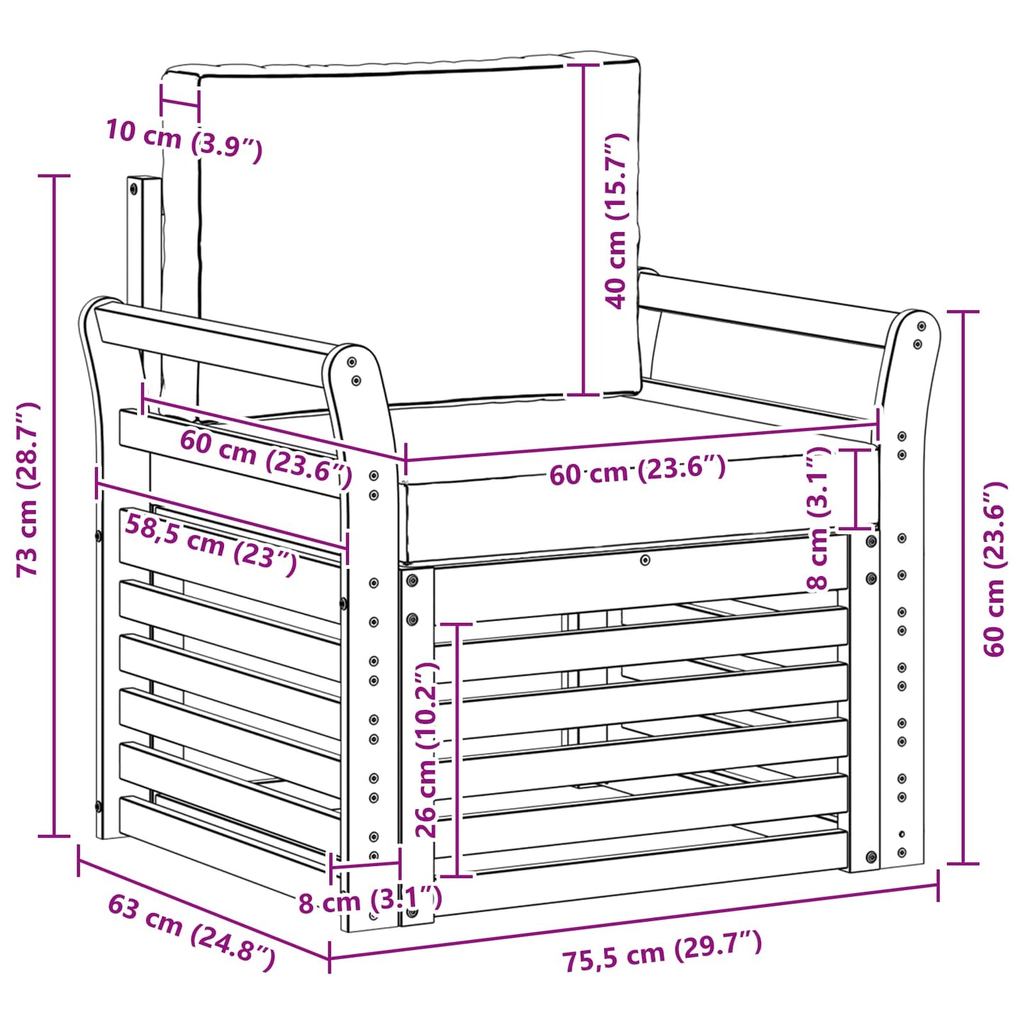 Kültéri kanapé szett Tömör akácfa és poliészter