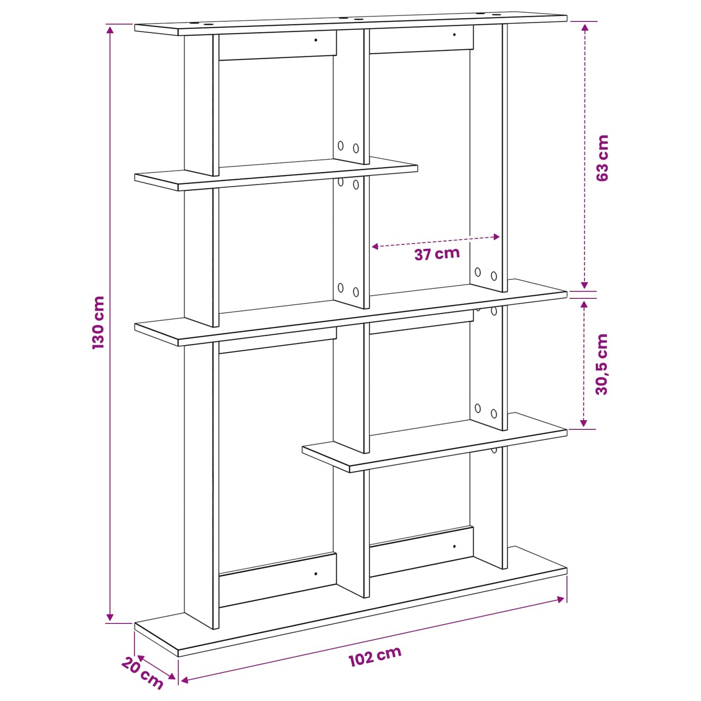 Falpolc Antik Fa 102 x 20 x 130 cm Szerelt Fa