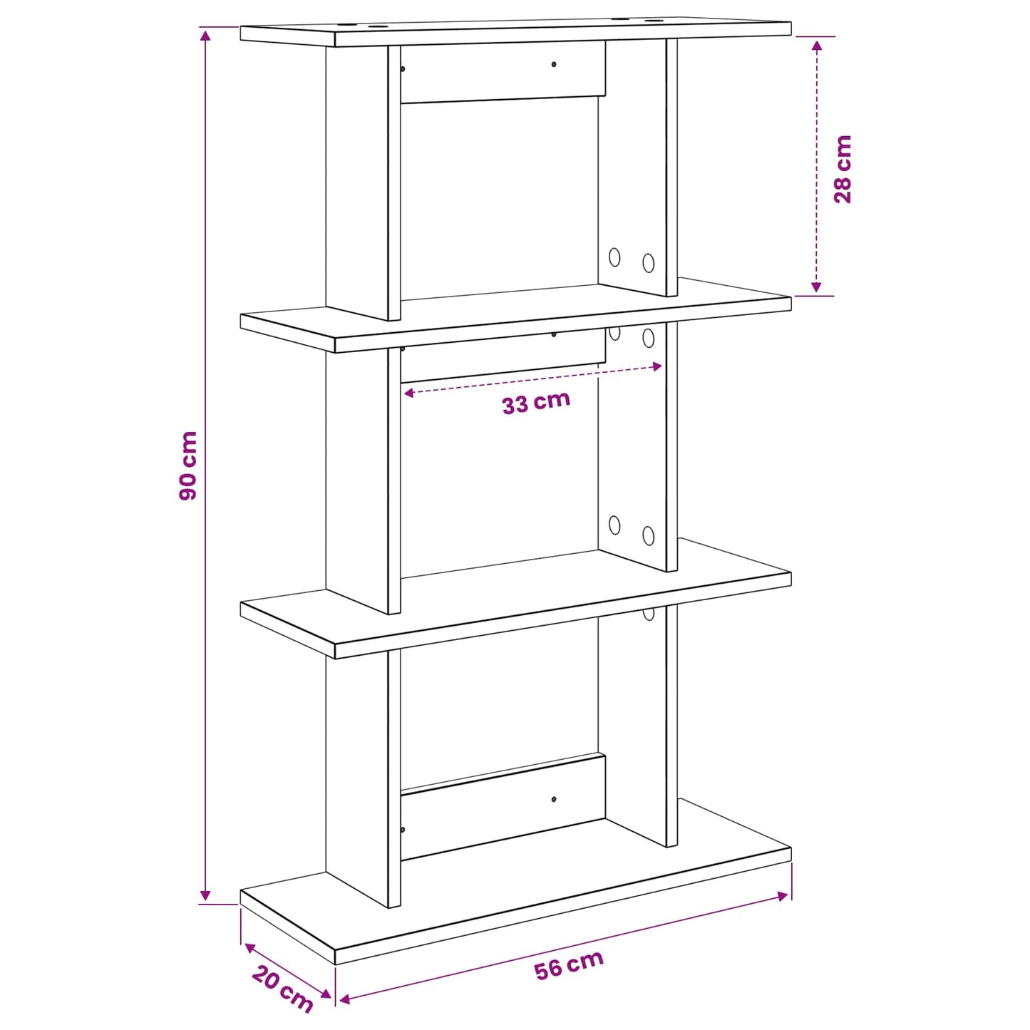 Falpolc Falra szerelhető Antik Fa 56 x 20 x 90 cm Szerelt Fa