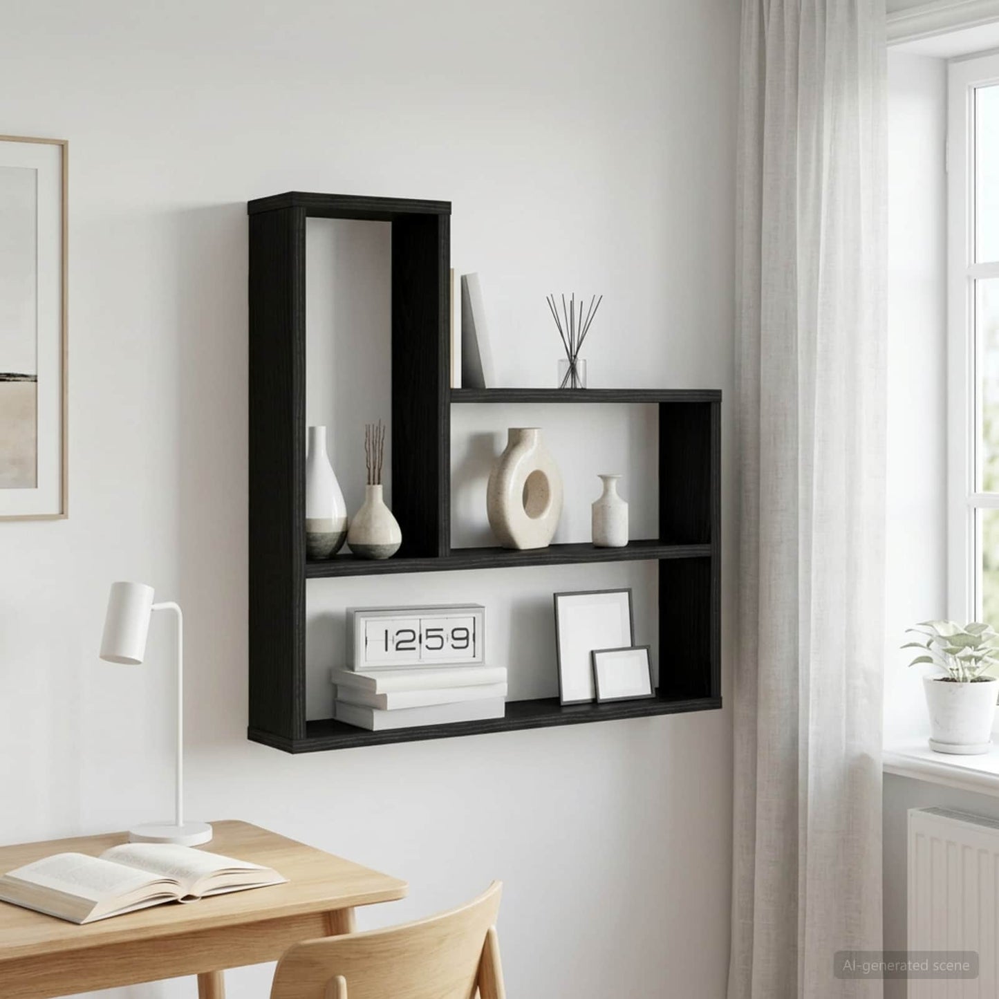 Falpolc Fekete Tölgy 60 x 11 x 60 cm Szerelt Fa