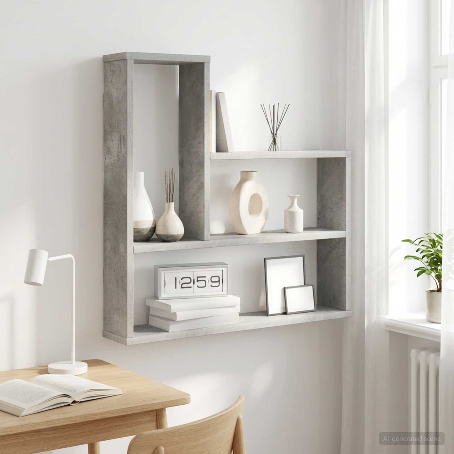 Falpolc Betonszürke 60 x 11 x 60 cm Szerelt Fa