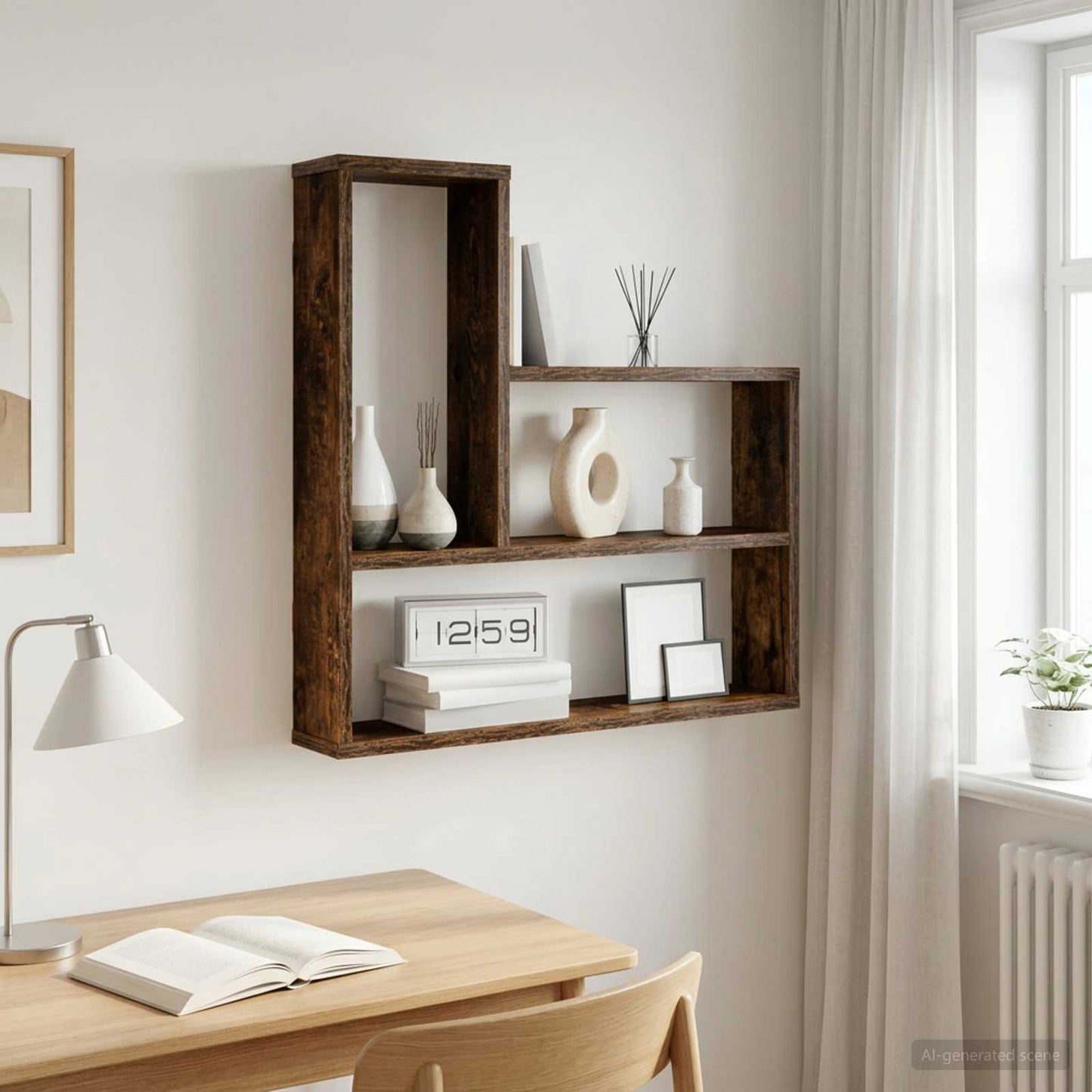 Falpolc Füstös Tölgy 60 x 11 x 60 cm Szerelt Fa