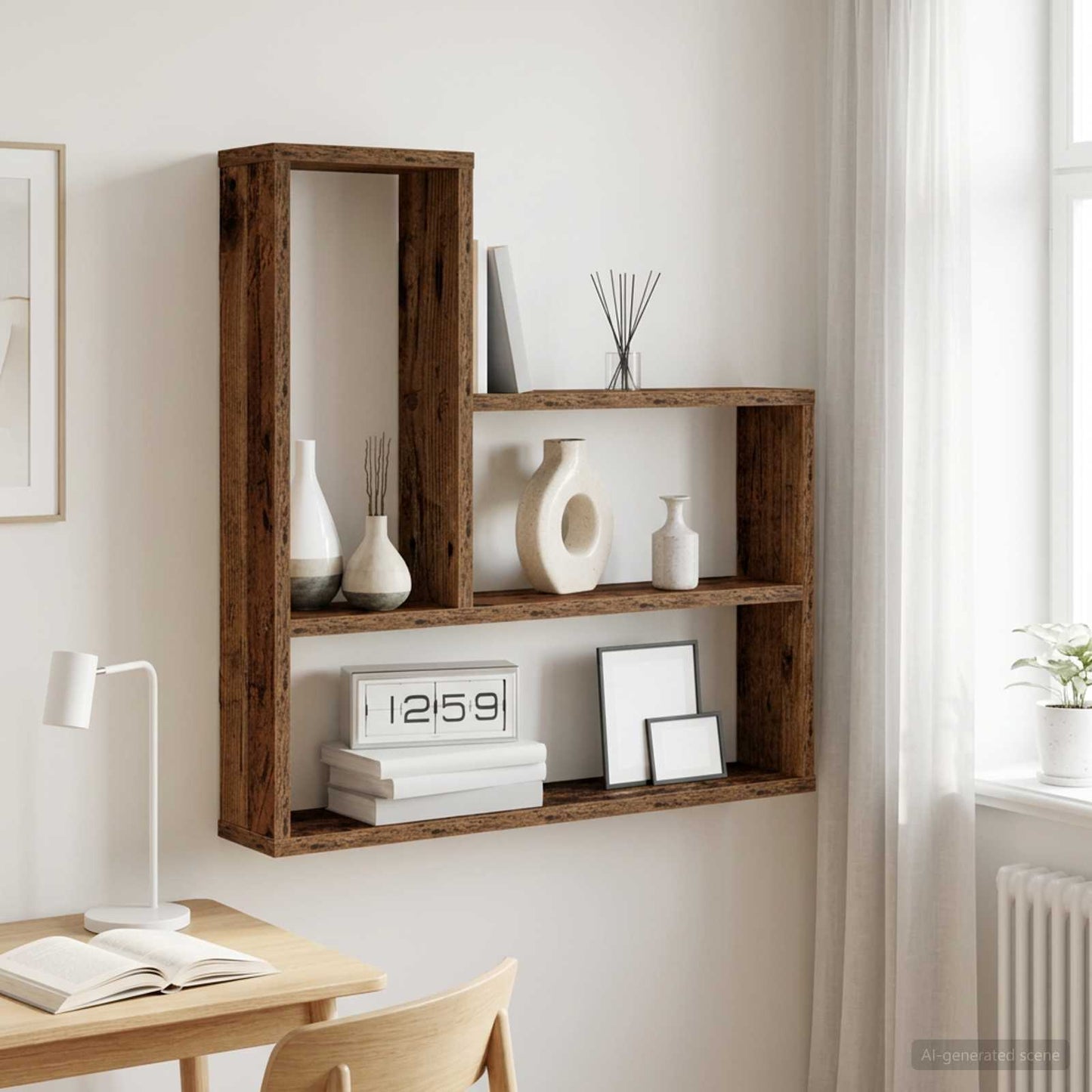 Falpolc Antik Fa 60 x 11 x 60 cm Szerelt Fa