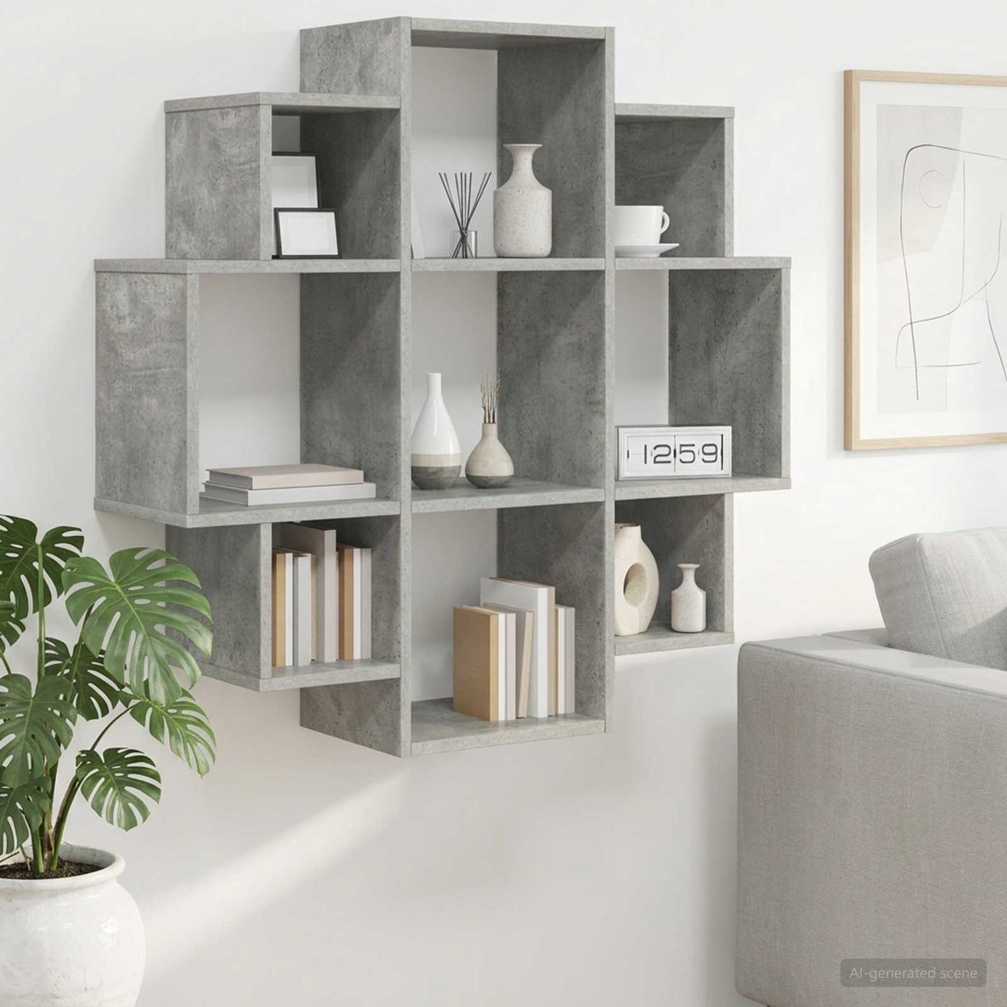Falpolc Betonszürke 90 x 25 x 90 cm Szerelt Fa