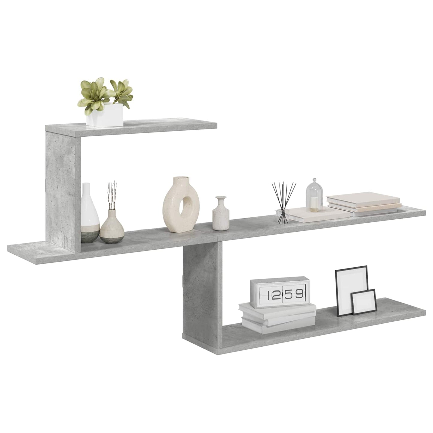 Falpolc Betonszürke 122 x 18 x 60 cm Szerelt Fa