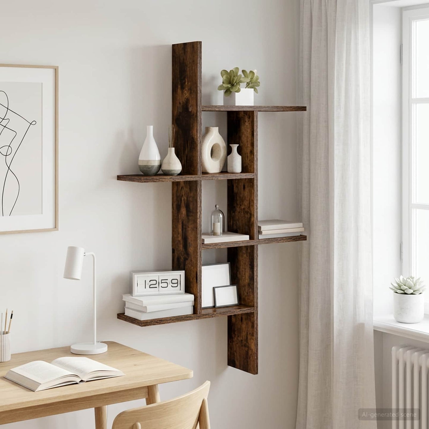 Falpolc Füstös Tölgy 61 x 15 x 102 cm Szerelt Fa