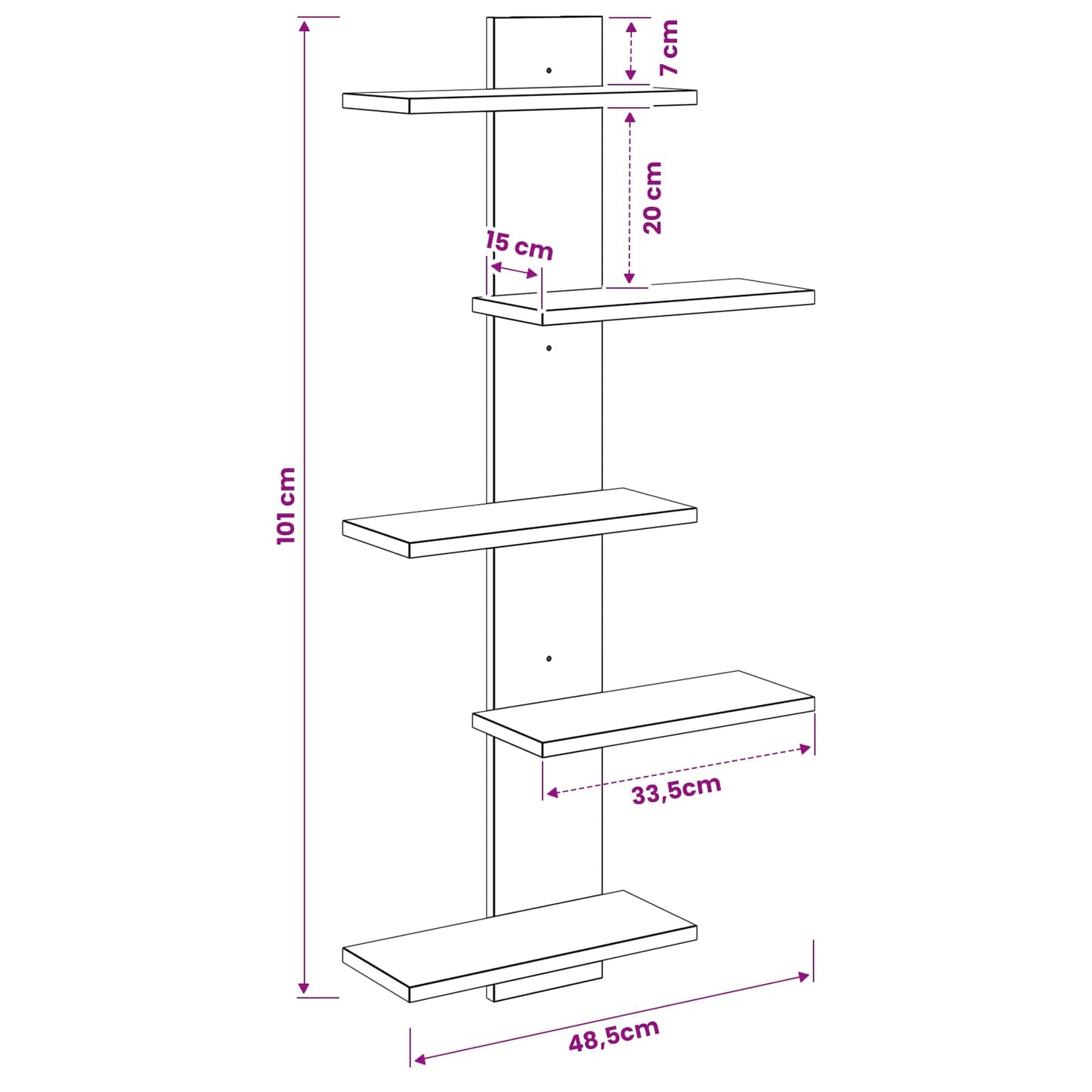 Falra Szerelhető Polc Antik Fa 48,5 x 15 x 101 cm Szerelt Fa