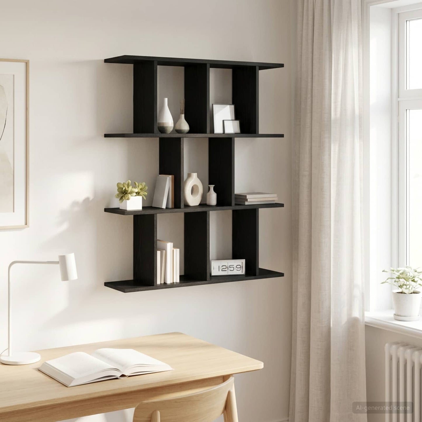 Falpolc Fekete Tölgy 80 x 20 x 96 cm Szerelt Fa