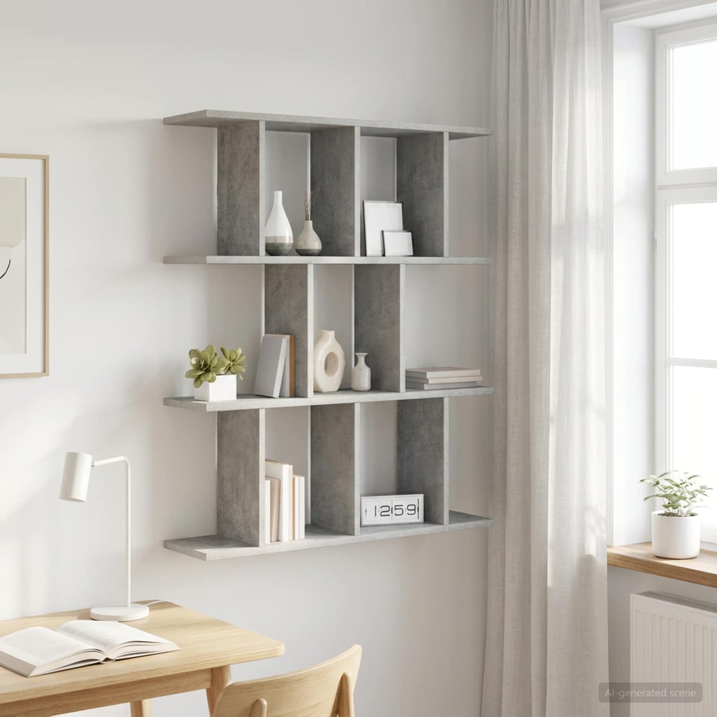 Falpolc Betonszürke 80 x 20 x 96 cm Szerelt Fa