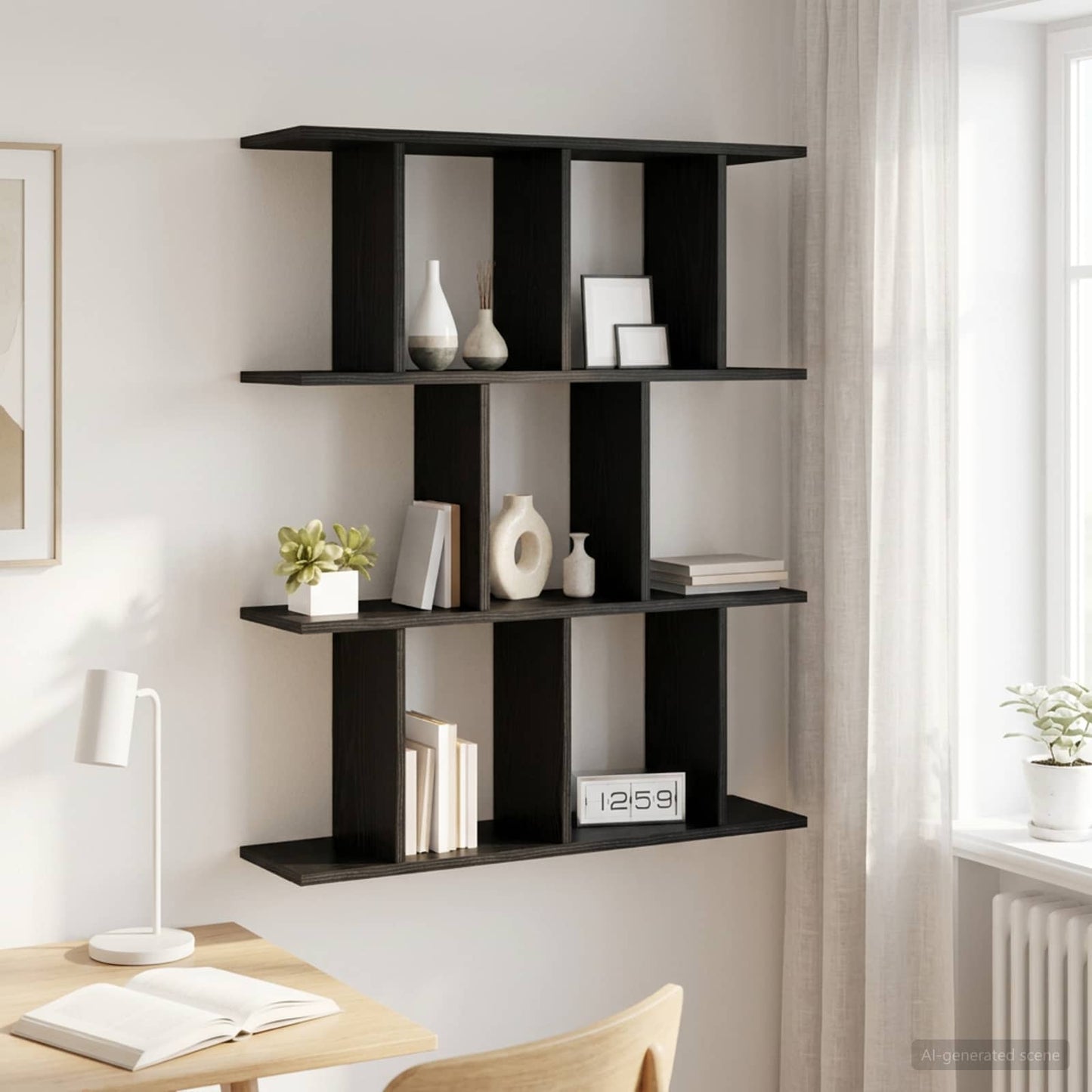 Falpolc Fekete Tölgy 102 x 20 x 96 cm Szerelt Fa