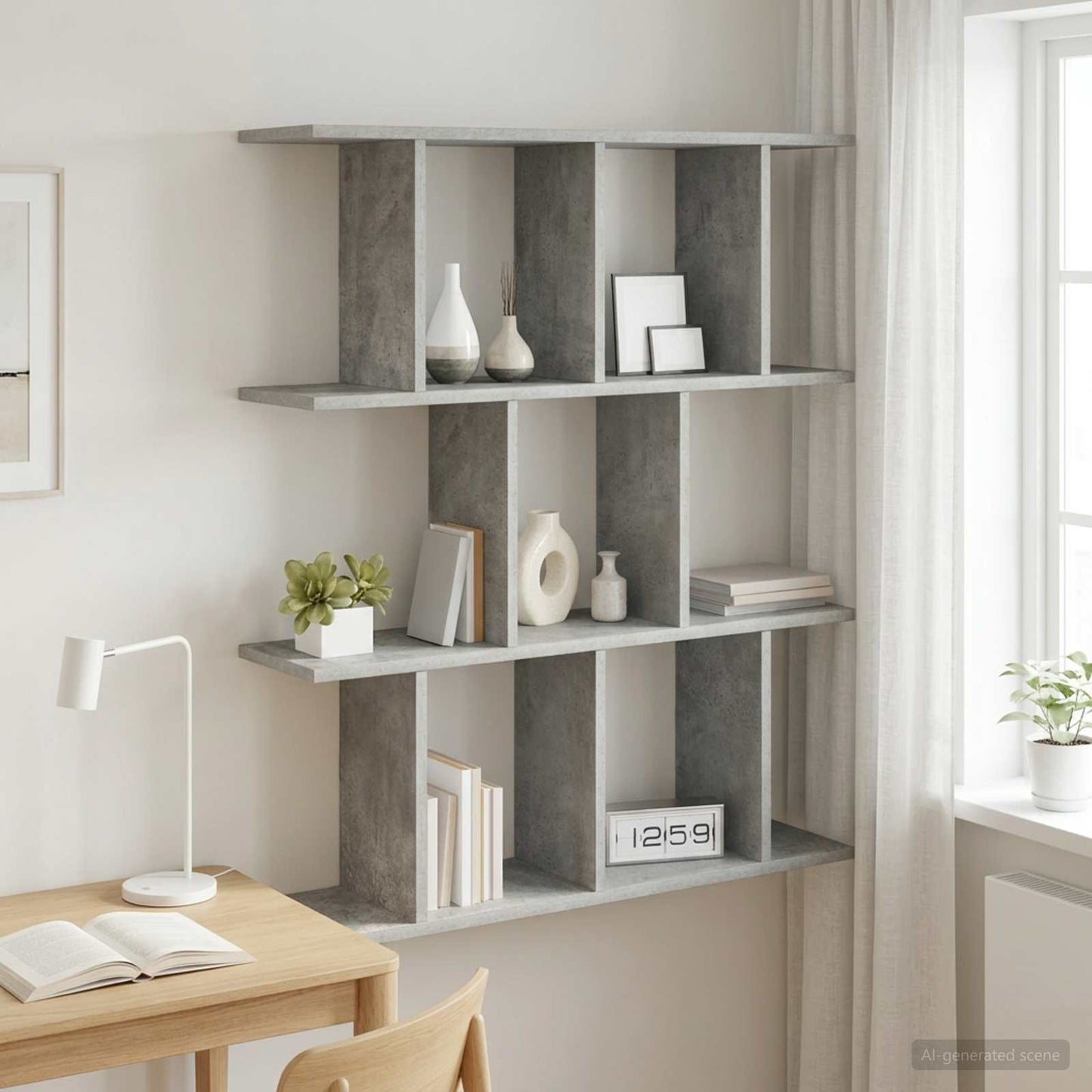 Falpolc Betonszürke 102 x 20 x 96 cm Szerelt Fa