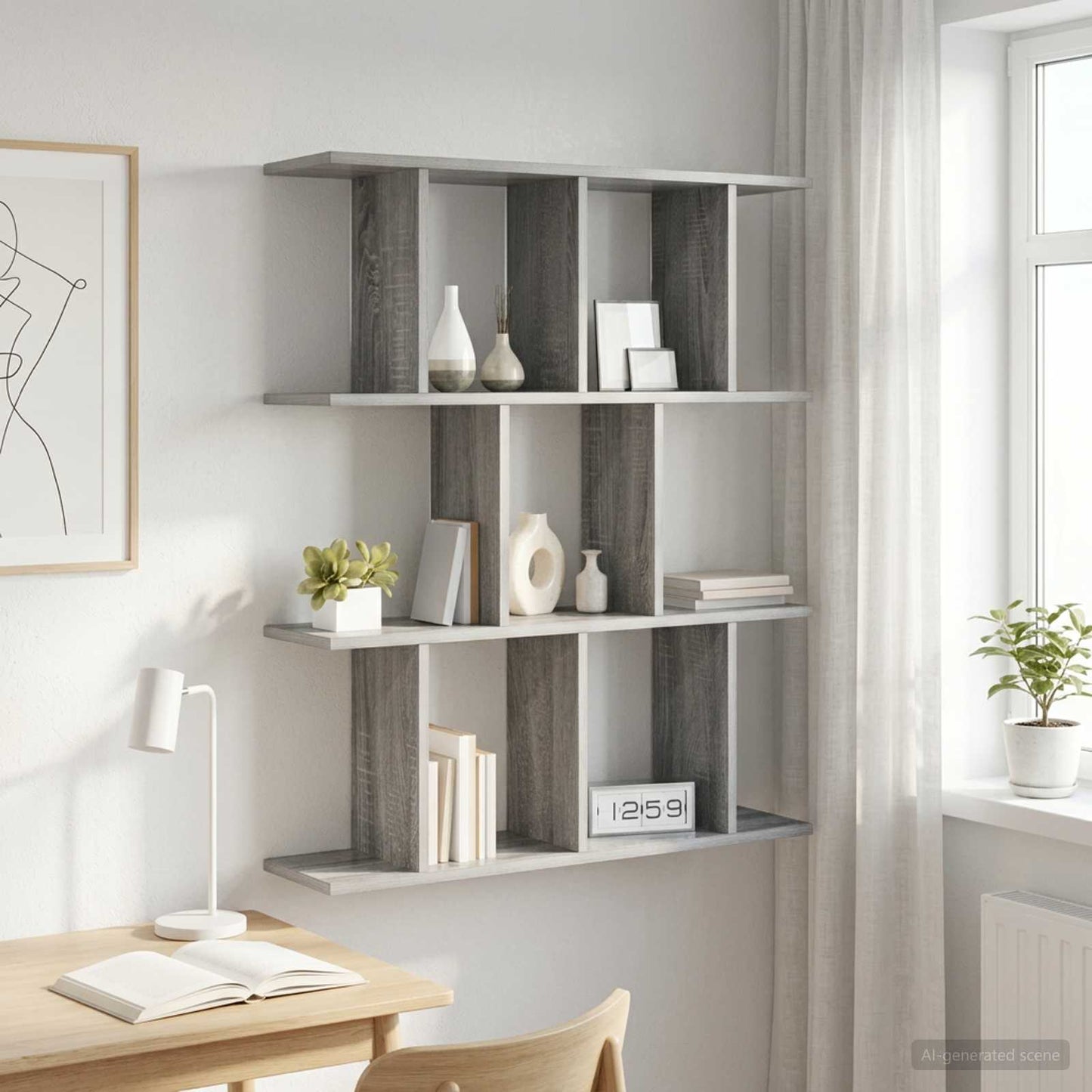 Falpolc Szürke Sonoma 102 x 20 x 96 cm Szerelt Fa