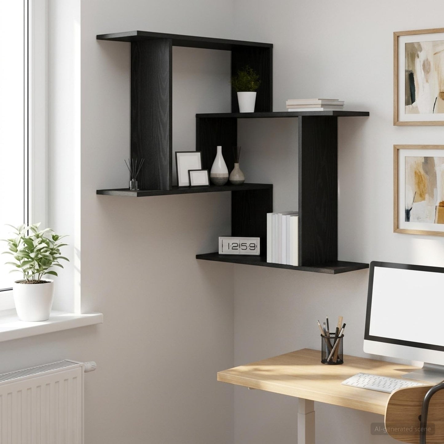 Falpolc Fekete Tölgy 67 x 67 x 87 cm Szerelt Fa