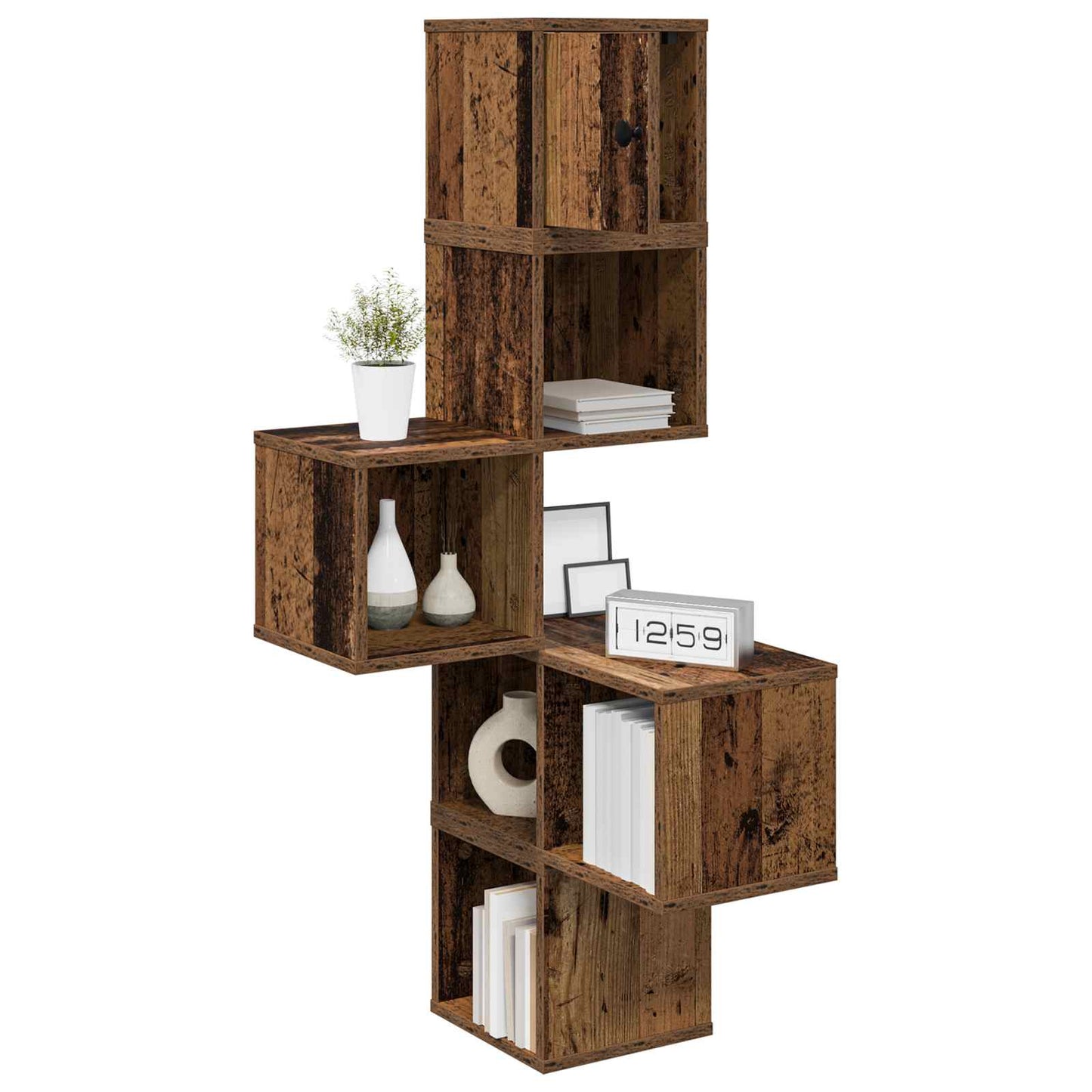 Fali Sarok Polc Antik Fa 48 x 48 x 120 cm Szerelt Fa