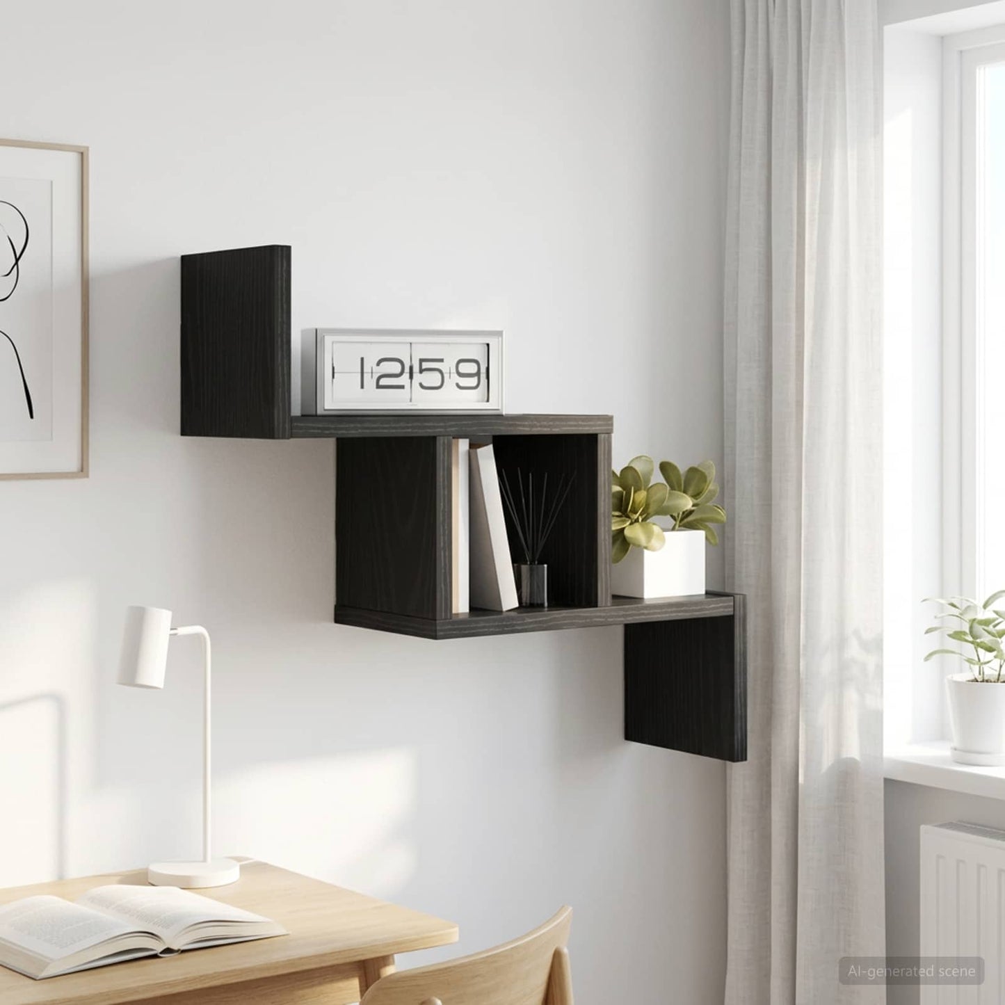 Falpolc Fekete Tölgy 48 x 15 x 42 cm Szerelt Fa