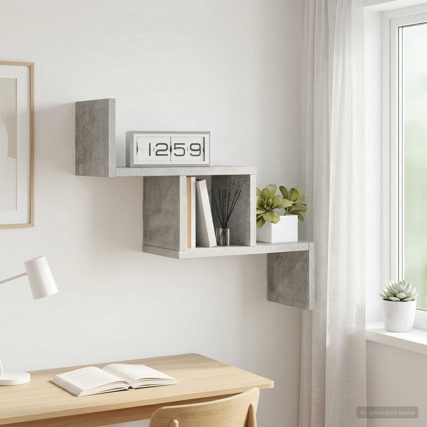 Falpolc Betonszürke 48 x 15 x 42 cm Szerelt Fa