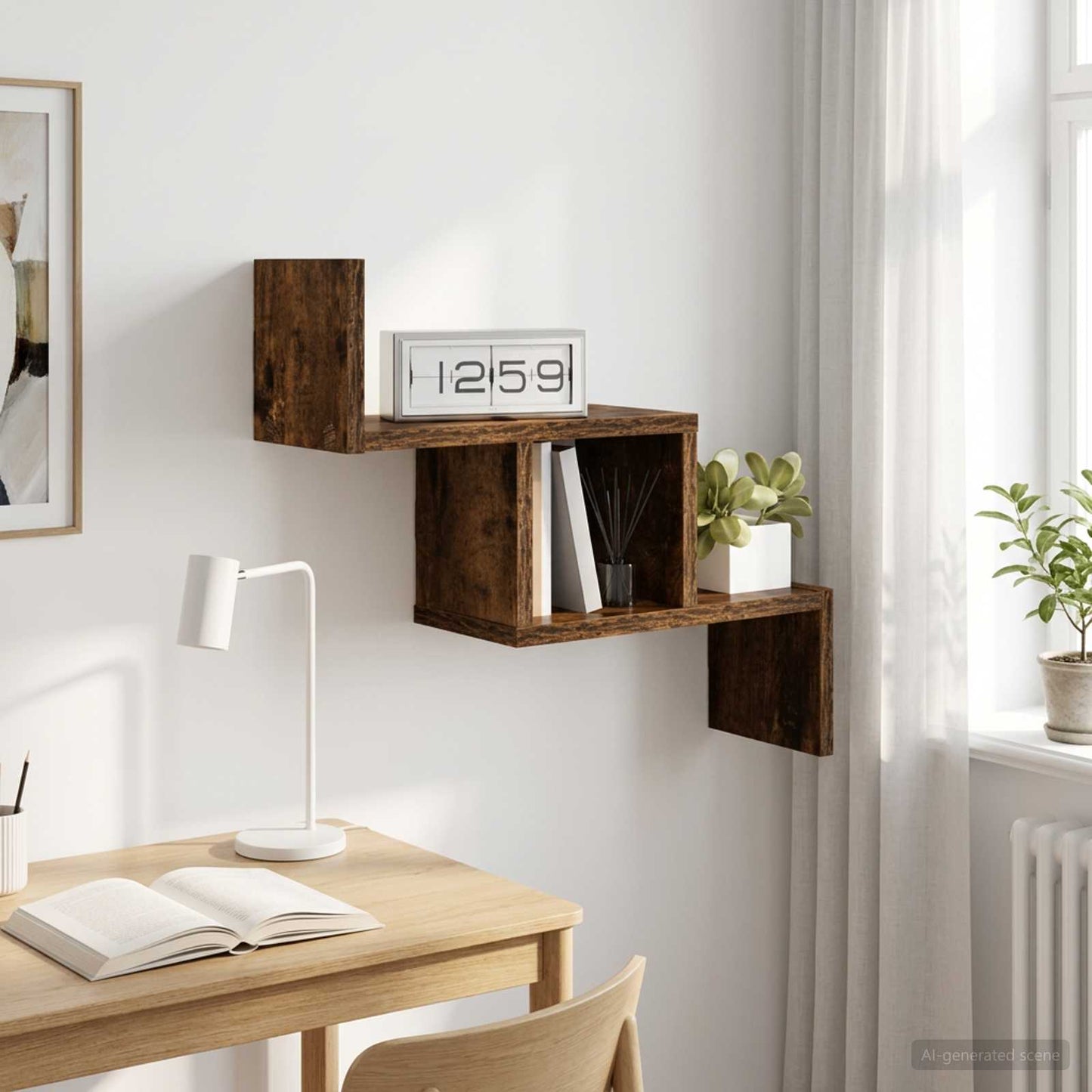 Falpolc Füstös Tölgy 48 x 15 x 42 cm Szerelt Fa