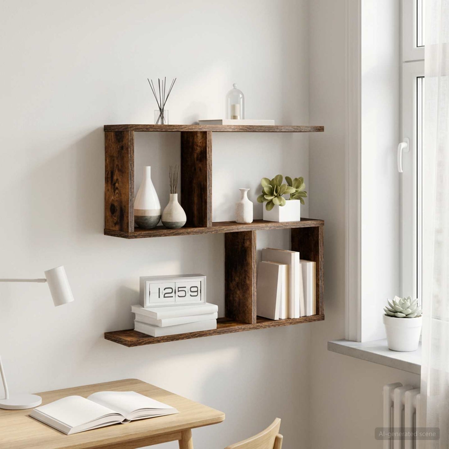 Falpolc Füstös Tölgy 60 x 12 x 50,5 cm Szerelt Fa
