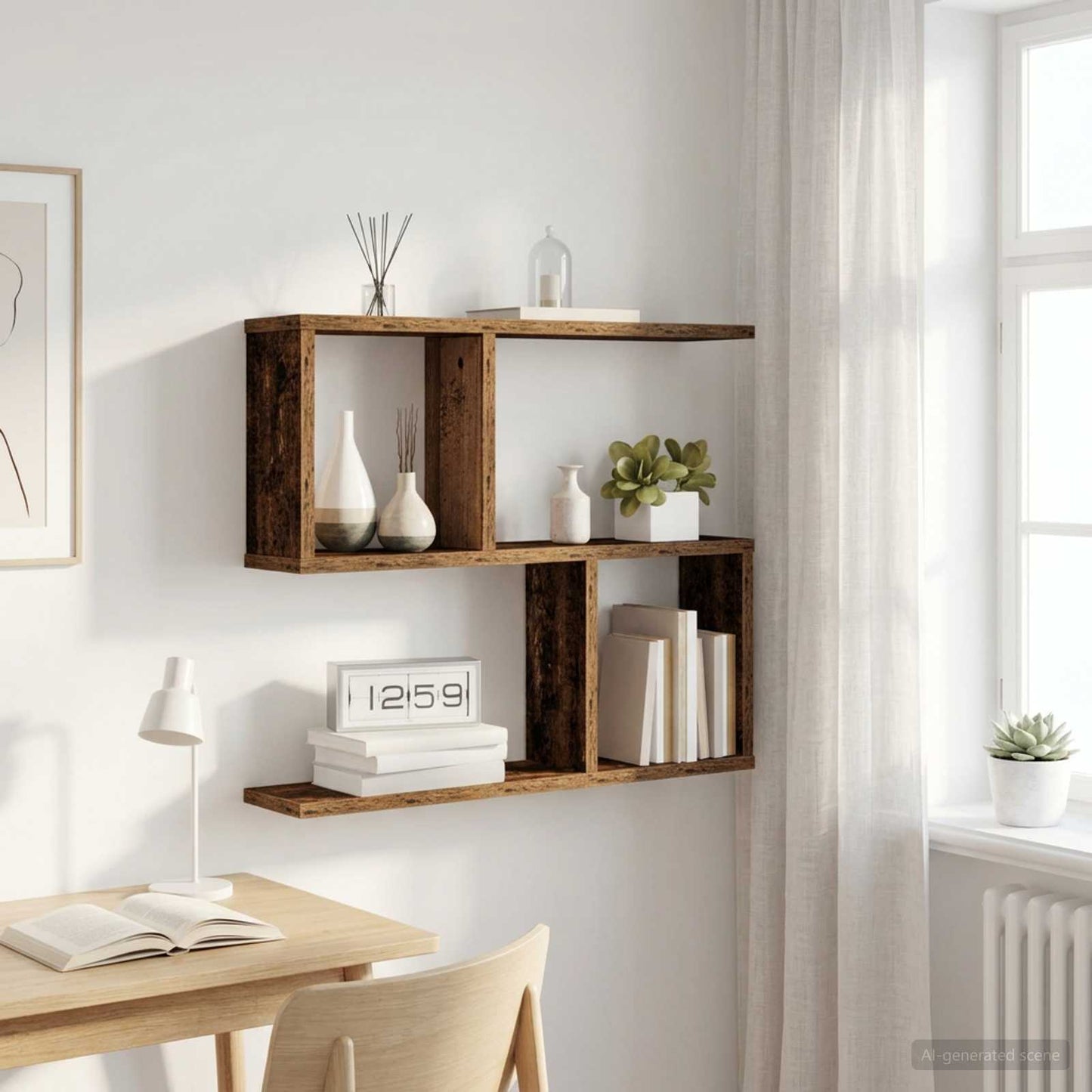 Falpolc Antik Fa 60 x 12 x 50,5 cm Szerelt Fa